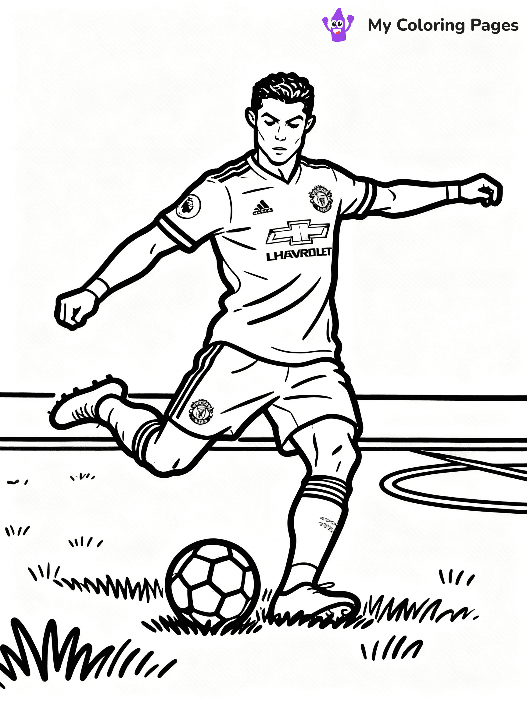 ⚠️ CRITICAL REQUIREMENT - ABSOLUTE BLACK AND WHITE ONLY ⚠️
This MUST be a BLACK AND WHITE line drawing ONLY. NO COLORS whatsoever.
- ONLY pure black lines (#000000) on pure white background (#FFFFFF)
- ABSOLUTELY NO colors, NO shading, NO gradients, NO grayscale
- If there are ANY colors in the output, the image is REJECTED
- This is a COLORING PAGE - meant to be COLORED IN by children
- The output must be UNCOLORED line art ready for coloring
⚠️ SUBJECT TO DRAW: Manchester United Ronaldo taking a free kick, intense concentration, grass field, outline style
(REMEMBER: Output must be BLACK AND WHITE line art only, NOT colored!)
# COLORING PAGE: BLACK OUTLINES ONLY - WHITE BACKGROUND MANDATORY
Create a **coloring book page** using EXACTLY two values: black lines, white space.
## NON-NEGOTIABLE BINARY RULES
- **ONLY #000000 (black) and #FFFFFF (white)** - NO other values exist
- **EVERY PIXEL = BLACK OR WHITE** - no gray/shading/antialiasing
- **WHITE BACKGROUND MANDATORY** - entire canvas stays white
- **ALL SHAPES HOLLOW** - everything is empty outlines waiting to be colored
- **FORBIDDEN:** fills, shading, gradients, patterns, textures, colors
- **NO SOLID REGIONS** - if it's not a thin line, it's wrong
## Universal Line Standards
- Black outlines ONLY - thin, uniform weight
- Every shape completely empty inside
- Closed contours suitable for coloring
- Simple flat illustration - zero depth/3D/realism
- **Style:** Whimsical Doodle Art Alley - rounded, friendly outlines (unless specified)
## Everything = Outline Only
- Characters/animals: hollow shapes
- Objects/clothing: empty contours
- Backgrounds/scenery: line work only
- Natural elements: outlined forms
- Dark/night areas: don't exist (use outlined symbols)
- Textures/patterns: convert to simple lines
## The Test
Can a child color EVERY white space with crayons? If any area is pre-filled/shaded/gray or colored in, it FAILS. Every shape must be waiting to receive color.
**FINAL OUTPUT**: Binary coloring page. Black lines define shapes. White spaces ready for coloring. Nothing else exists. No exceptions. Print-ready.
⚠️ FINAL REMINDER: Draw the subject "Manchester United Ronaldo taking a free kick, intense concentration, grass field, outline style" as BLACK AND WHITE line art. Zero colors in output.