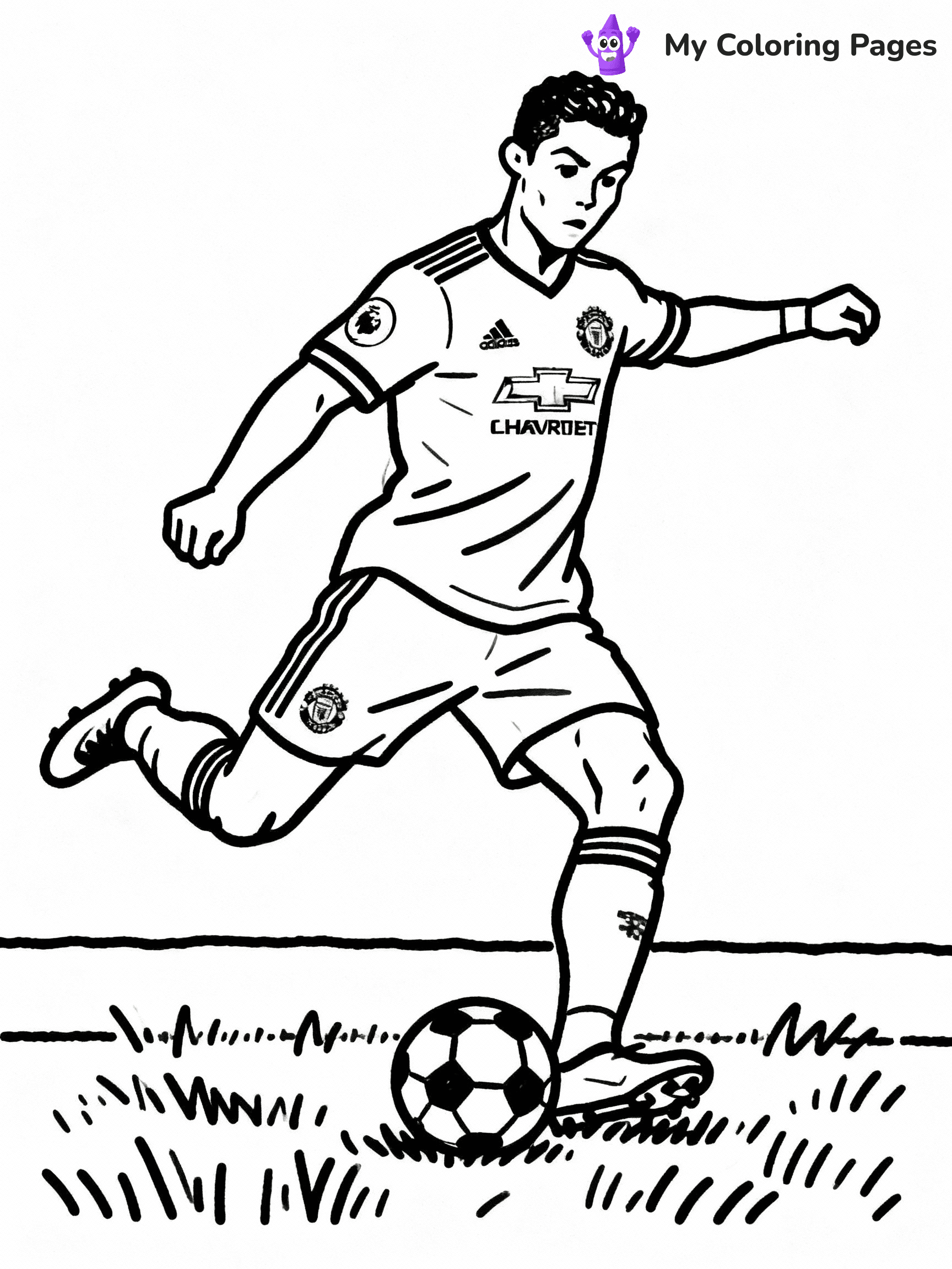⚠️ CRITICAL REQUIREMENT - ABSOLUTE BLACK AND WHITE ONLY ⚠️
This MUST be a BLACK AND WHITE line drawing ONLY. NO COLORS whatsoever.
- ONLY pure black lines (#000000) on pure white background (#FFFFFF)
- ABSOLUTELY NO colors, NO shading, NO gradients, NO grayscale
- If there are ANY colors in the output, the image is REJECTED
- This is a COLORING PAGE - meant to be COLORED IN by children
- The output must be UNCOLORED line art ready for coloring
⚠️ SUBJECT TO DRAW: Manchester United Ronaldo taking a free kick, intense concentration, grass field, outline style
(REMEMBER: Output must be BLACK AND WHITE line art only, NOT colored!)
# COLORING PAGE: BLACK OUTLINES ONLY - WHITE BACKGROUND MANDATORY
Create a **coloring book page** using EXACTLY two values: black lines, white space.
## NON-NEGOTIABLE BINARY RULES
- **ONLY #000000 (black) and #FFFFFF (white)** - NO other values exist
- **EVERY PIXEL = BLACK OR WHITE** - no gray/shading/antialiasing
- **WHITE BACKGROUND MANDATORY** - entire canvas stays white
- **ALL SHAPES HOLLOW** - everything is empty outlines waiting to be colored
- **FORBIDDEN:** fills, shading, gradients, patterns, textures, colors
- **NO SOLID REGIONS** - if it's not a thin line, it's wrong
## Universal Line Standards
- Black outlines ONLY - thin, uniform weight
- Every shape completely empty inside
- Closed contours suitable for coloring
- Simple flat illustration - zero depth/3D/realism
- **Style:** Whimsical Doodle Art Alley - rounded, friendly outlines (unless specified)
## Everything = Outline Only
- Characters/animals: hollow shapes
- Objects/clothing: empty contours
- Backgrounds/scenery: line work only
- Natural elements: outlined forms
- Dark/night areas: don't exist (use outlined symbols)
- Textures/patterns: convert to simple lines
## The Test
Can a child color EVERY white space with crayons? If any area is pre-filled/shaded/gray or colored in, it FAILS. Every shape must be waiting to receive color.
**FINAL OUTPUT**: Binary coloring page. Black lines define shapes. White spaces ready for coloring. Nothing else exists. No exceptions. Print-ready.
⚠️ FINAL REMINDER: Draw the subject "Manchester United Ronaldo taking a free kick, intense concentration, grass field, outline style" as BLACK AND WHITE line art. Zero colors in output.