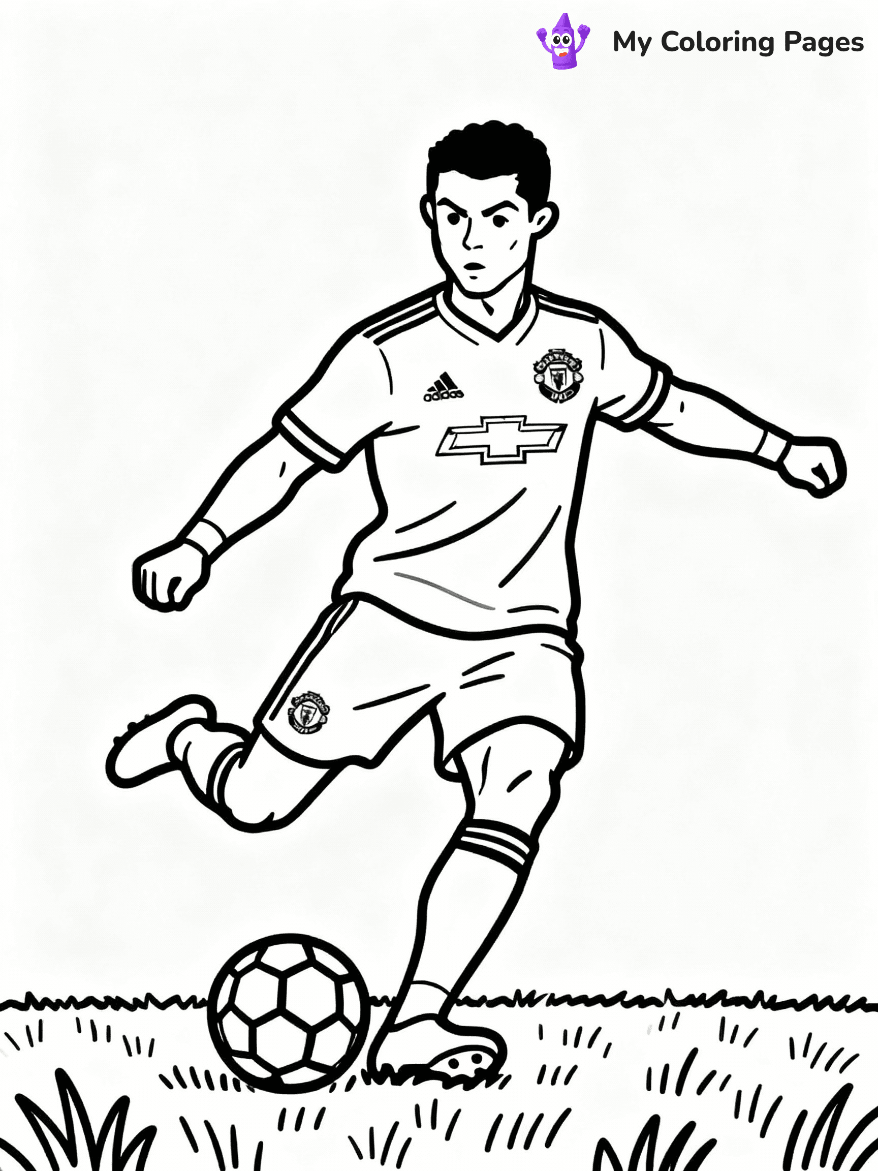 ⚠️ CRITICAL REQUIREMENT - ABSOLUTE BLACK AND WHITE ONLY ⚠️
This MUST be a BLACK AND WHITE line drawing ONLY. NO COLORS whatsoever.
- ONLY pure black lines (#000000) on pure white background (#FFFFFF)
- ABSOLUTELY NO colors, NO shading, NO gradients, NO grayscale
- If there are ANY colors in the output, the image is REJECTED
- This is a COLORING PAGE - meant to be COLORED IN by children
- The output must be UNCOLORED line art ready for coloring
⚠️ SUBJECT TO DRAW: Manchester United Ronaldo taking a free kick, intense concentration, grass field, outline style
(REMEMBER: Output must be BLACK AND WHITE line art only, NOT colored!)
# COLORING PAGE: BLACK OUTLINES ONLY - WHITE BACKGROUND MANDATORY
Create a **coloring book page** using EXACTLY two values: black lines, white space.
## NON-NEGOTIABLE BINARY RULES
- **ONLY #000000 (black) and #FFFFFF (white)** - NO other values exist
- **EVERY PIXEL = BLACK OR WHITE** - no gray/shading/antialiasing
- **WHITE BACKGROUND MANDATORY** - entire canvas stays white
- **ALL SHAPES HOLLOW** - everything is empty outlines waiting to be colored
- **FORBIDDEN:** fills, shading, gradients, patterns, textures, colors
- **NO SOLID REGIONS** - if it's not a thin line, it's wrong
## Universal Line Standards
- Black outlines ONLY - thin, uniform weight
- Every shape completely empty inside
- Closed contours suitable for coloring
- Simple flat illustration - zero depth/3D/realism
- **Style:** Whimsical Doodle Art Alley - rounded, friendly outlines (unless specified)
## Everything = Outline Only
- Characters/animals: hollow shapes
- Objects/clothing: empty contours
- Backgrounds/scenery: line work only
- Natural elements: outlined forms
- Dark/night areas: don't exist (use outlined symbols)
- Textures/patterns: convert to simple lines
## The Test
Can a child color EVERY white space with crayons? If any area is pre-filled/shaded/gray or colored in, it FAILS. Every shape must be waiting to receive color.
**FINAL OUTPUT**: Binary coloring page. Black lines define shapes. White spaces ready for coloring. Nothing else exists. No exceptions. Print-ready.
⚠️ FINAL REMINDER: Draw the subject "Manchester United Ronaldo taking a free kick, intense concentration, grass field, outline style" as BLACK AND WHITE line art. Zero colors in output.