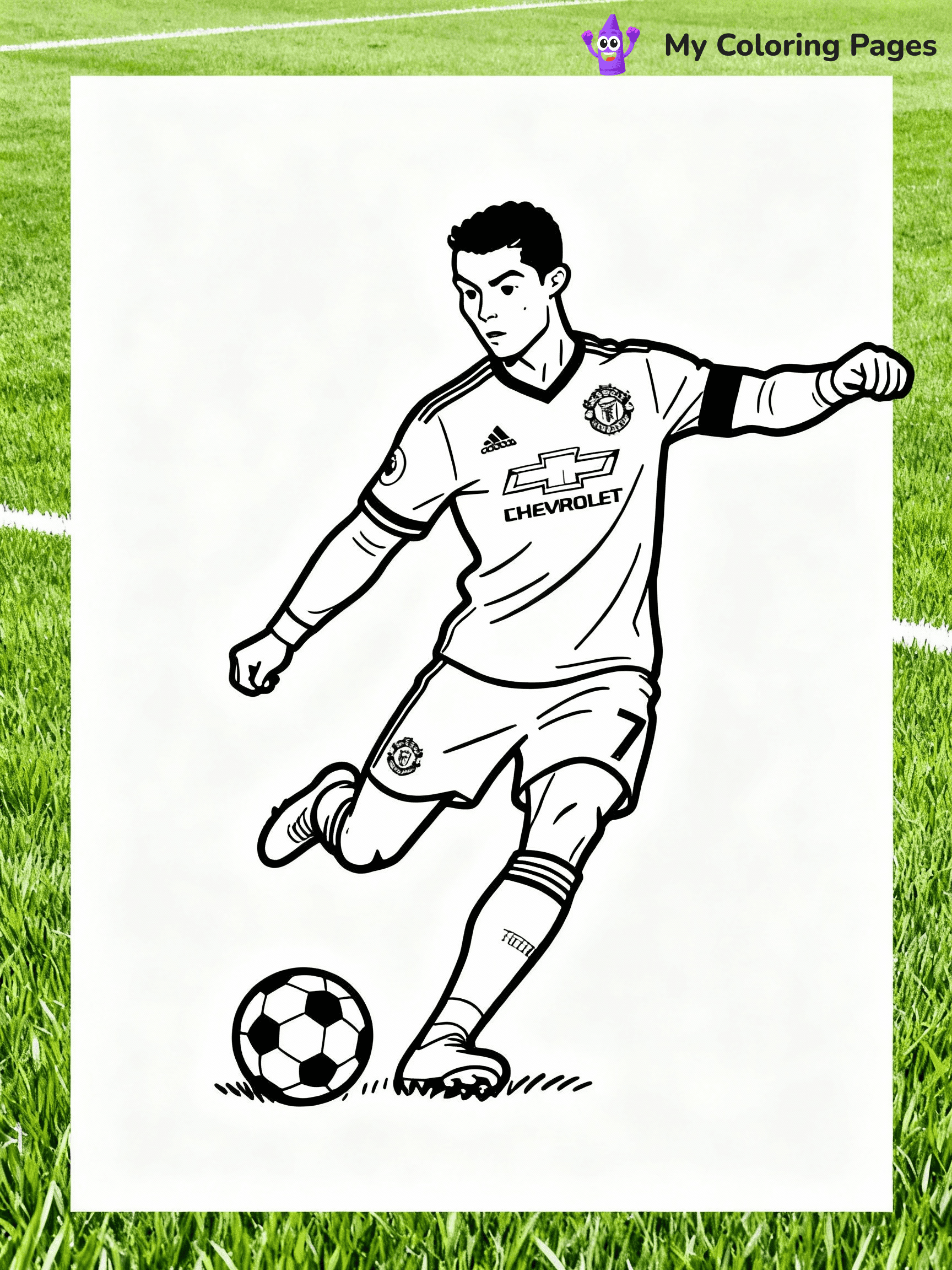 ⚠️ CRITICAL REQUIREMENT - ABSOLUTE BLACK AND WHITE ONLY ⚠️
This MUST be a BLACK AND WHITE line drawing ONLY. NO COLORS whatsoever.
- ONLY pure black lines (#000000) on pure white background (#FFFFFF)
- ABSOLUTELY NO colors, NO shading, NO gradients, NO grayscale
- If there are ANY colors in the output, the image is REJECTED
- This is a COLORING PAGE - meant to be COLORED IN by children
- The output must be UNCOLORED line art ready for coloring
⚠️ SUBJECT TO DRAW: Manchester United Ronaldo taking a free kick, intense concentration, grass field, outline style
(REMEMBER: Output must be BLACK AND WHITE line art only, NOT colored!)
# COLORING PAGE: BLACK OUTLINES ONLY - WHITE BACKGROUND MANDATORY
Create a **coloring book page** using EXACTLY two values: black lines, white space.
## NON-NEGOTIABLE BINARY RULES
- **ONLY #000000 (black) and #FFFFFF (white)** - NO other values exist
- **EVERY PIXEL = BLACK OR WHITE** - no gray/shading/antialiasing
- **WHITE BACKGROUND MANDATORY** - entire canvas stays white
- **ALL SHAPES HOLLOW** - everything is empty outlines waiting to be colored
- **FORBIDDEN:** fills, shading, gradients, patterns, textures, colors
- **NO SOLID REGIONS** - if it's not a thin line, it's wrong
## Universal Line Standards
- Black outlines ONLY - thin, uniform weight
- Every shape completely empty inside
- Closed contours suitable for coloring
- Simple flat illustration - zero depth/3D/realism
- **Style:** Whimsical Doodle Art Alley - rounded, friendly outlines (unless specified)
## Everything = Outline Only
- Characters/animals: hollow shapes
- Objects/clothing: empty contours
- Backgrounds/scenery: line work only
- Natural elements: outlined forms
- Dark/night areas: don't exist (use outlined symbols)
- Textures/patterns: convert to simple lines
## The Test
Can a child color EVERY white space with crayons? If any area is pre-filled/shaded/gray or colored in, it FAILS. Every shape must be waiting to receive color.
**FINAL OUTPUT**: Binary coloring page. Black lines define shapes. White spaces ready for coloring. Nothing else exists. No exceptions. Print-ready.
⚠️ FINAL REMINDER: Draw the subject "Manchester United Ronaldo taking a free kick, intense concentration, grass field, outline style" as BLACK AND WHITE line art. Zero colors in output.