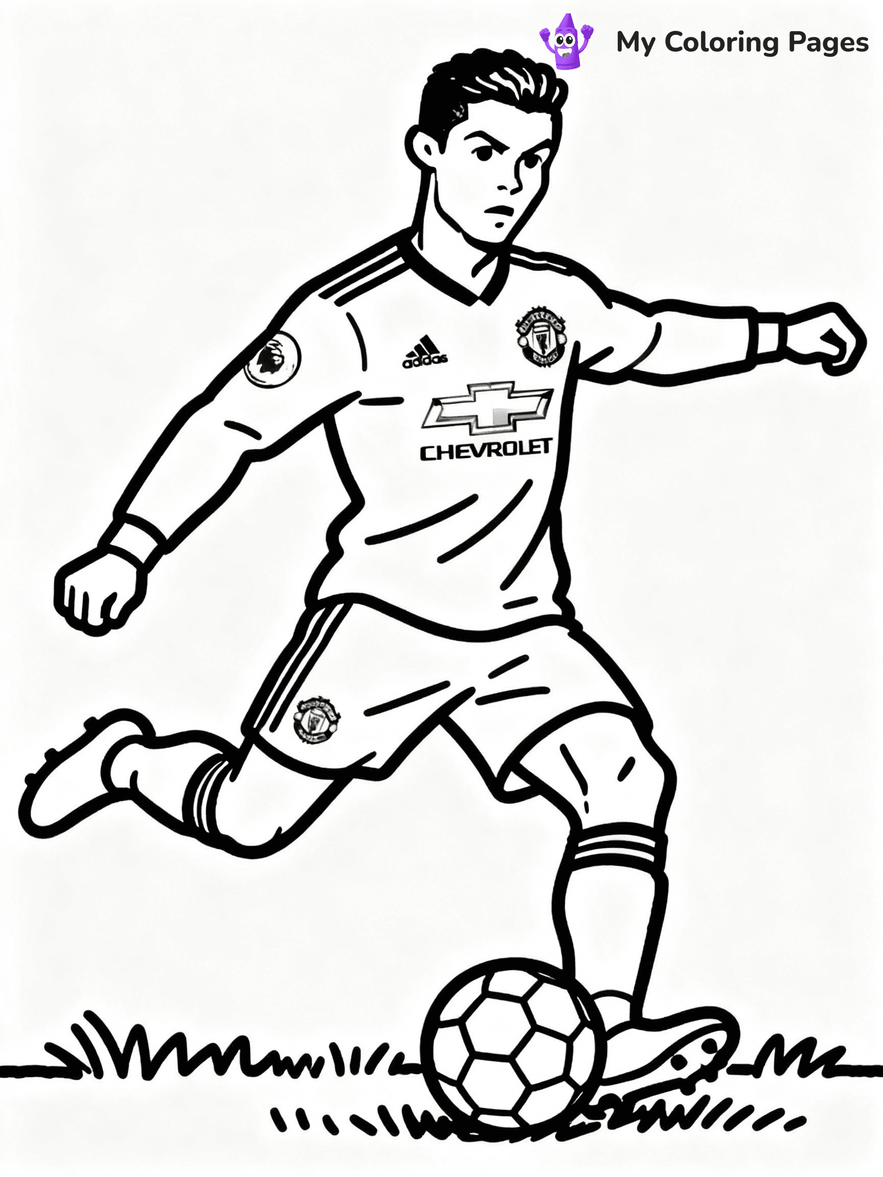 ⚠️ CRITICAL REQUIREMENT - ABSOLUTE BLACK AND WHITE ONLY ⚠️
This MUST be a BLACK AND WHITE line drawing ONLY. NO COLORS whatsoever.
- ONLY pure black lines (#000000) on pure white background (#FFFFFF)
- ABSOLUTELY NO colors, NO shading, NO gradients, NO grayscale
- If there are ANY colors in the output, the image is REJECTED
- This is a COLORING PAGE - meant to be COLORED IN by children
- The output must be UNCOLORED line art ready for coloring
⚠️ SUBJECT TO DRAW: Manchester United Ronaldo taking a free kick, intense concentration, grass field, outline style
(REMEMBER: Output must be BLACK AND WHITE line art only, NOT colored!)
# COLORING PAGE: BLACK OUTLINES ONLY - WHITE BACKGROUND MANDATORY
Create a **coloring book page** using EXACTLY two values: black lines, white space.
## NON-NEGOTIABLE BINARY RULES
- **ONLY #000000 (black) and #FFFFFF (white)** - NO other values exist
- **EVERY PIXEL = BLACK OR WHITE** - no gray/shading/antialiasing
- **WHITE BACKGROUND MANDATORY** - entire canvas stays white
- **ALL SHAPES HOLLOW** - everything is empty outlines waiting to be colored
- **FORBIDDEN:** fills, shading, gradients, patterns, textures, colors
- **NO SOLID REGIONS** - if it's not a thin line, it's wrong
## Universal Line Standards
- Black outlines ONLY - thin, uniform weight
- Every shape completely empty inside
- Closed contours suitable for coloring
- Simple flat illustration - zero depth/3D/realism
- **Style:** Whimsical Doodle Art Alley - rounded, friendly outlines (unless specified)
## Everything = Outline Only
- Characters/animals: hollow shapes
- Objects/clothing: empty contours
- Backgrounds/scenery: line work only
- Natural elements: outlined forms
- Dark/night areas: don't exist (use outlined symbols)
- Textures/patterns: convert to simple lines
## The Test
Can a child color EVERY white space with crayons? If any area is pre-filled/shaded/gray or colored in, it FAILS. Every shape must be waiting to receive color.
**FINAL OUTPUT**: Binary coloring page. Black lines define shapes. White spaces ready for coloring. Nothing else exists. No exceptions. Print-ready.
⚠️ FINAL REMINDER: Draw the subject "Manchester United Ronaldo taking a free kick, intense concentration, grass field, outline style" as BLACK AND WHITE line art. Zero colors in output.