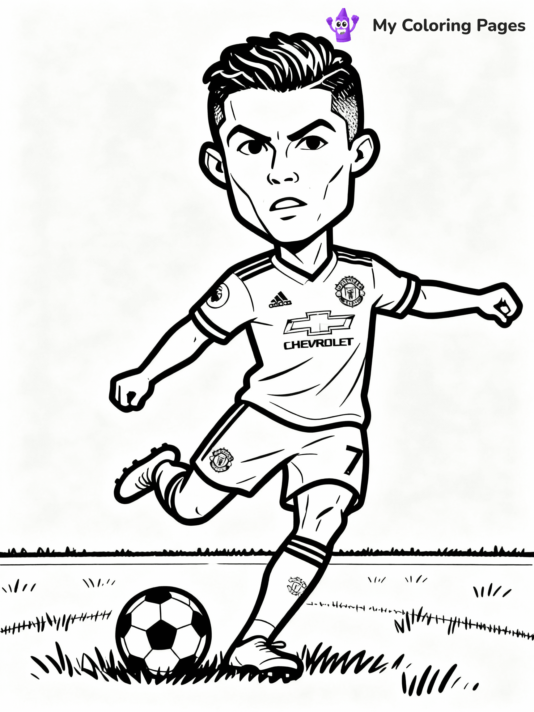 ⚠️ CRITICAL REQUIREMENT - ABSOLUTE BLACK AND WHITE ONLY ⚠️
This MUST be a BLACK AND WHITE line drawing ONLY. NO COLORS whatsoever.
- ONLY pure black lines (#000000) on pure white background (#FFFFFF)
- ABSOLUTELY NO colors, NO shading, NO gradients, NO grayscale
- If there are ANY colors in the output, the image is REJECTED
- This is a COLORING PAGE - meant to be COLORED IN by children
- The output must be UNCOLORED line art ready for coloring
⚠️ SUBJECT TO DRAW: Manchester United Ronaldo taking a free kick, intense concentration, grass field, outline style
(REMEMBER: Output must be BLACK AND WHITE line art only, NOT colored!)
# COLORING PAGE: BLACK OUTLINES ONLY - WHITE BACKGROUND MANDATORY
Create a **coloring book page** using EXACTLY two values: black lines, white space.
## NON-NEGOTIABLE BINARY RULES
- **ONLY #000000 (black) and #FFFFFF (white)** - NO other values exist
- **EVERY PIXEL = BLACK OR WHITE** - no gray/shading/antialiasing
- **WHITE BACKGROUND MANDATORY** - entire canvas stays white
- **ALL SHAPES HOLLOW** - everything is empty outlines waiting to be colored
- **FORBIDDEN:** fills, shading, gradients, patterns, textures, colors
- **NO SOLID REGIONS** - if it's not a thin line, it's wrong
## Universal Line Standards
- Black outlines ONLY - thin, uniform weight
- Every shape completely empty inside
- Closed contours suitable for coloring
- Simple flat illustration - zero depth/3D/realism
- **Style:** Whimsical Doodle Art Alley - rounded, friendly outlines (unless specified)
## Everything = Outline Only
- Characters/animals: hollow shapes
- Objects/clothing: empty contours
- Backgrounds/scenery: line work only
- Natural elements: outlined forms
- Dark/night areas: don't exist (use outlined symbols)
- Textures/patterns: convert to simple lines
## The Test
Can a child color EVERY white space with crayons? If any area is pre-filled/shaded/gray or colored in, it FAILS. Every shape must be waiting to receive color.
**FINAL OUTPUT**: Binary coloring page. Black lines define shapes. White spaces ready for coloring. Nothing else exists. No exceptions. Print-ready.
⚠️ FINAL REMINDER: Draw the subject "Manchester United Ronaldo taking a free kick, intense concentration, grass field, outline style" as BLACK AND WHITE line art. Zero colors in output.