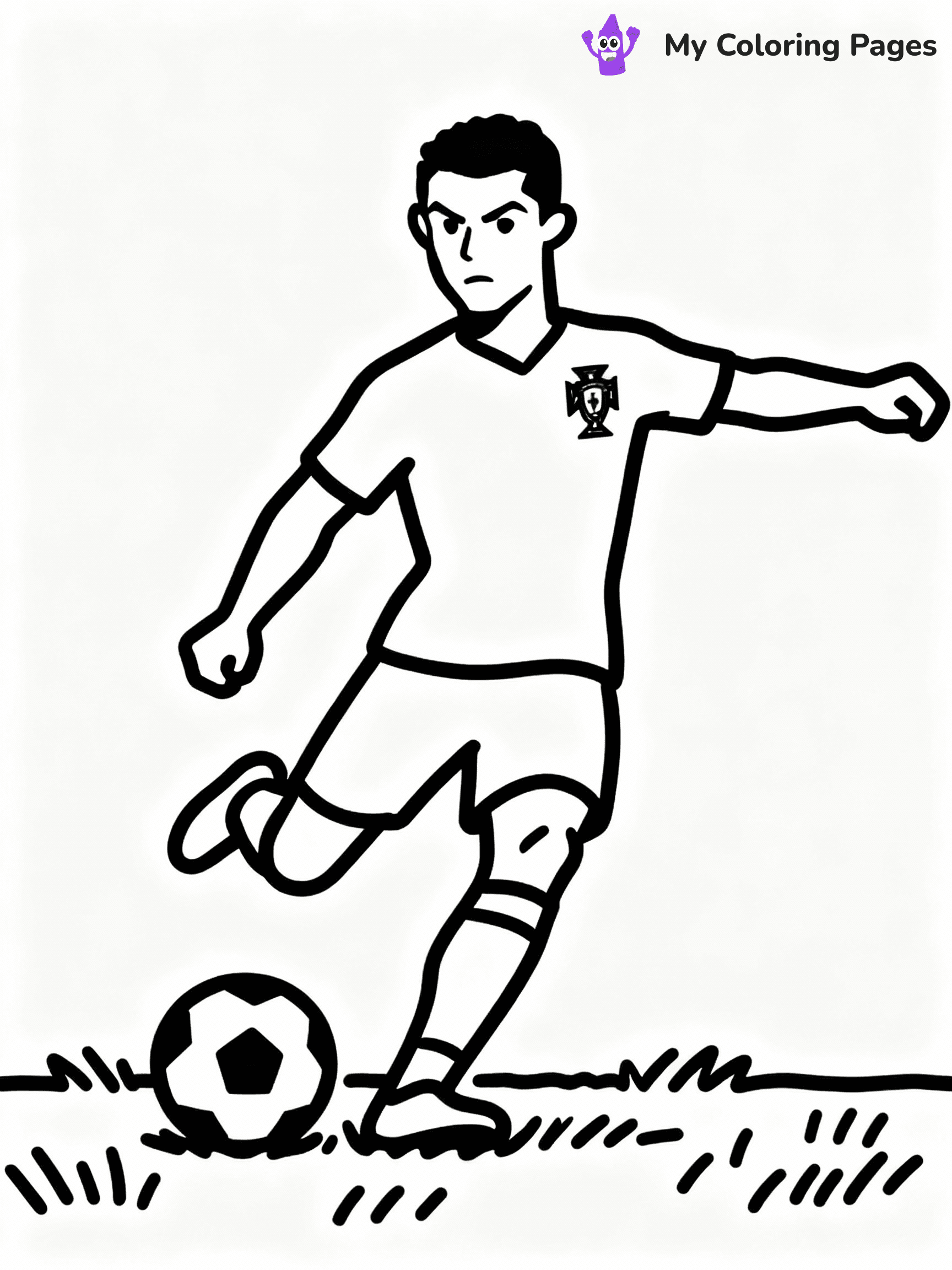 ⚠️ CRITICAL REQUIREMENT - ABSOLUTE BLACK AND WHITE ONLY ⚠️
This MUST be a BLACK AND WHITE line drawing ONLY. NO COLORS whatsoever.
- ONLY pure black lines (#000000) on pure white background (#FFFFFF)
- ABSOLUTELY NO colors, NO shading, NO gradients, NO grayscale
- If there are ANY colors in the output, the image is REJECTED
- This is a COLORING PAGE - meant to be COLORED IN by children
- The output must be UNCOLORED line art ready for coloring
⚠️ SUBJECT TO DRAW: Portugal International Team Ronaldo taking a penalty, intense concentration, grass field, outline style
(REMEMBER: Output must be BLACK AND WHITE line art only, NOT colored!)
# COLORING PAGE: BLACK OUTLINES ONLY - WHITE BACKGROUND MANDATORY
Create a **coloring book page** using EXACTLY two values: black lines, white space.
## NON-NEGOTIABLE BINARY RULES
- **ONLY #000000 (black) and #FFFFFF (white)** - NO other values exist
- **EVERY PIXEL = BLACK OR WHITE** - no gray/shading/antialiasing
- **WHITE BACKGROUND MANDATORY** - entire canvas stays white
- **ALL SHAPES HOLLOW** - everything is empty outlines waiting to be colored
- **FORBIDDEN:** fills, shading, gradients, patterns, textures, colors
- **NO SOLID REGIONS** - if it's not a thin line, it's wrong
## Universal Line Standards
- Black outlines ONLY - thin, uniform weight
- Every shape completely empty inside
- Closed contours suitable for coloring
- Simple flat illustration - zero depth/3D/realism
- **Style:** Whimsical Doodle Art Alley - rounded, friendly outlines (unless specified)
## Everything = Outline Only
- Characters/animals: hollow shapes
- Objects/clothing: empty contours
- Backgrounds/scenery: line work only
- Natural elements: outlined forms
- Dark/night areas: don't exist (use outlined symbols)
- Textures/patterns: convert to simple lines
## The Test
Can a child color EVERY white space with crayons? If any area is pre-filled/shaded/gray or colored in, it FAILS. Every shape must be waiting to receive color.
**FINAL OUTPUT**: Binary coloring page. Black lines define shapes. White spaces ready for coloring. Nothing else exists. No exceptions. Print-ready.
⚠️ FINAL REMINDER: Draw the subject "Portugal International Team Ronaldo taking a penalty, intense concentration, grass field, outline style" as BLACK AND WHITE line art. Zero colors in output.