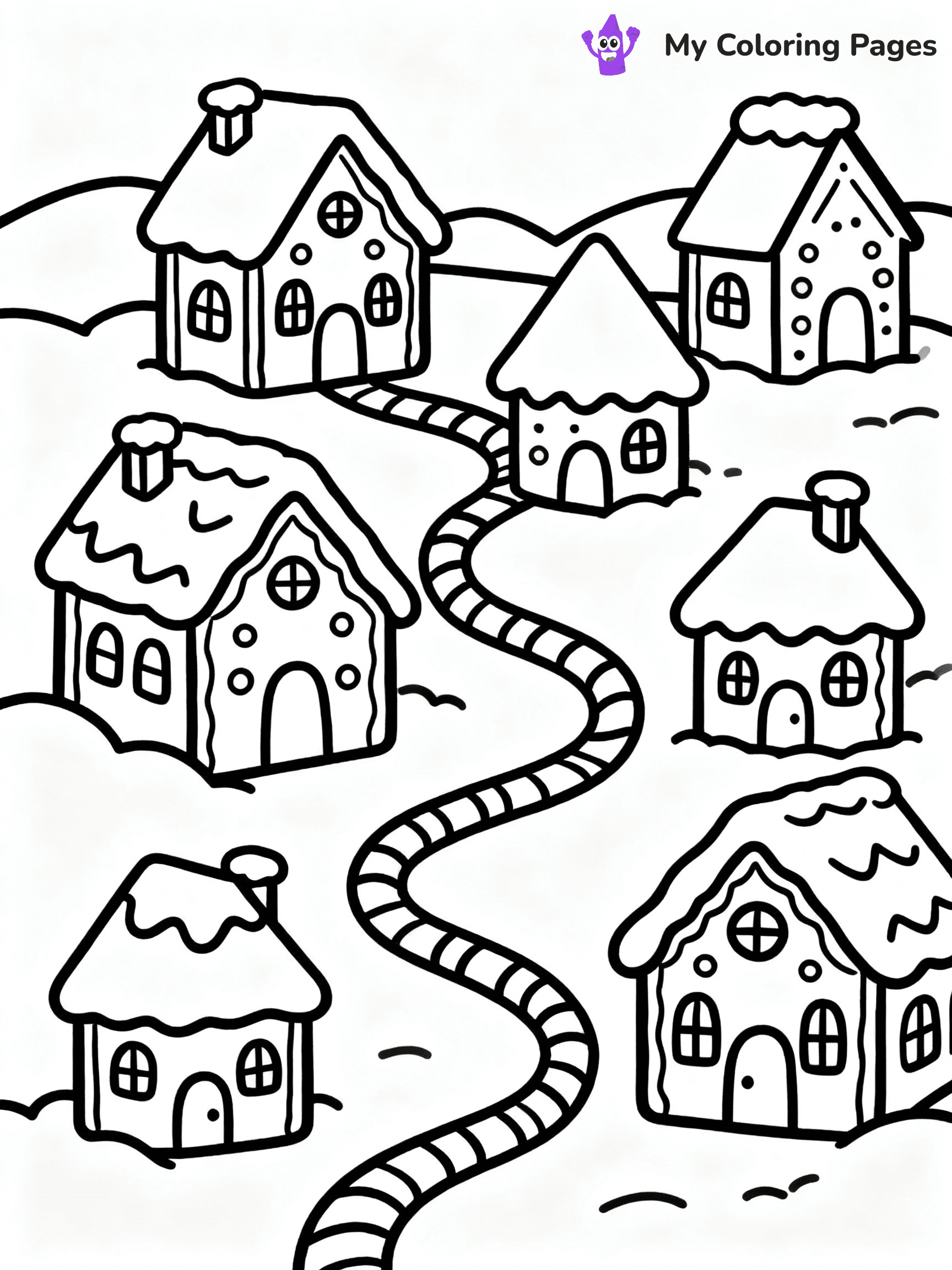 ⚠️ CRITICAL REQUIREMENT - ABSOLUTE BLACK AND WHITE ONLY ⚠️
This MUST be a BLACK AND WHITE line drawing ONLY. NO COLORS whatsoever.
- ONLY pure black lines (#000000) on pure white background (#FFFFFF)
- ABSOLUTELY NO colors, NO shading, NO gradients, NO grayscale
- If there are ANY colors in the output, the image is REJECTED
- This is a COLORING PAGE - meant to be COLORED IN by children
- The output must be UNCOLORED line art ready for coloring
⚠️ SUBJECT TO DRAW: Gingerbread village with multiple houses, snowy rooftops, and candy pathways, delightful style
(REMEMBER: Output must be BLACK AND WHITE line art only, NOT colored!)
# COLORING PAGE: BLACK OUTLINES ONLY - WHITE BACKGROUND MANDATORY
Create a **coloring book page** using EXACTLY two values: black lines, white space.
## NON-NEGOTIABLE BINARY RULES
- **ONLY #000000 (black) and #FFFFFF (white)** - NO other values exist
- **EVERY PIXEL = BLACK OR WHITE** - no gray/shading/antialiasing
- **WHITE BACKGROUND MANDATORY** - entire canvas stays white
- **ALL SHAPES HOLLOW** - everything is empty outlines waiting to be colored
- **FORBIDDEN:** fills, shading, gradients, patterns, textures, colors
- **NO SOLID REGIONS** - if it's not a thin line, it's wrong
## Universal Line Standards
- Black outlines ONLY - thin, uniform weight
- Every shape completely empty inside
- Closed contours suitable for coloring
- Simple flat illustration - zero depth/3D/realism
- **Style:** Whimsical Doodle Art Alley - rounded, friendly outlines (unless specified)
## Everything = Outline Only
- Characters/animals: hollow shapes
- Objects/clothing: empty contours
- Backgrounds/scenery: line work only
- Natural elements: outlined forms
- Dark/night areas: don't exist (use outlined symbols)
- Textures/patterns: convert to simple lines
## The Test
Can a child color EVERY white space with crayons? If any area is pre-filled/shaded/gray or colored in, it FAILS. Every shape must be waiting to receive color.
**FINAL OUTPUT**: Binary coloring page. Black lines define shapes. White spaces ready for coloring. Nothing else exists. No exceptions. Print-ready.
⚠️ FINAL REMINDER: Draw the subject "Gingerbread village with multiple houses, snowy rooftops, and candy pathways, delightful style" as BLACK AND WHITE line art. Zero colors in output.