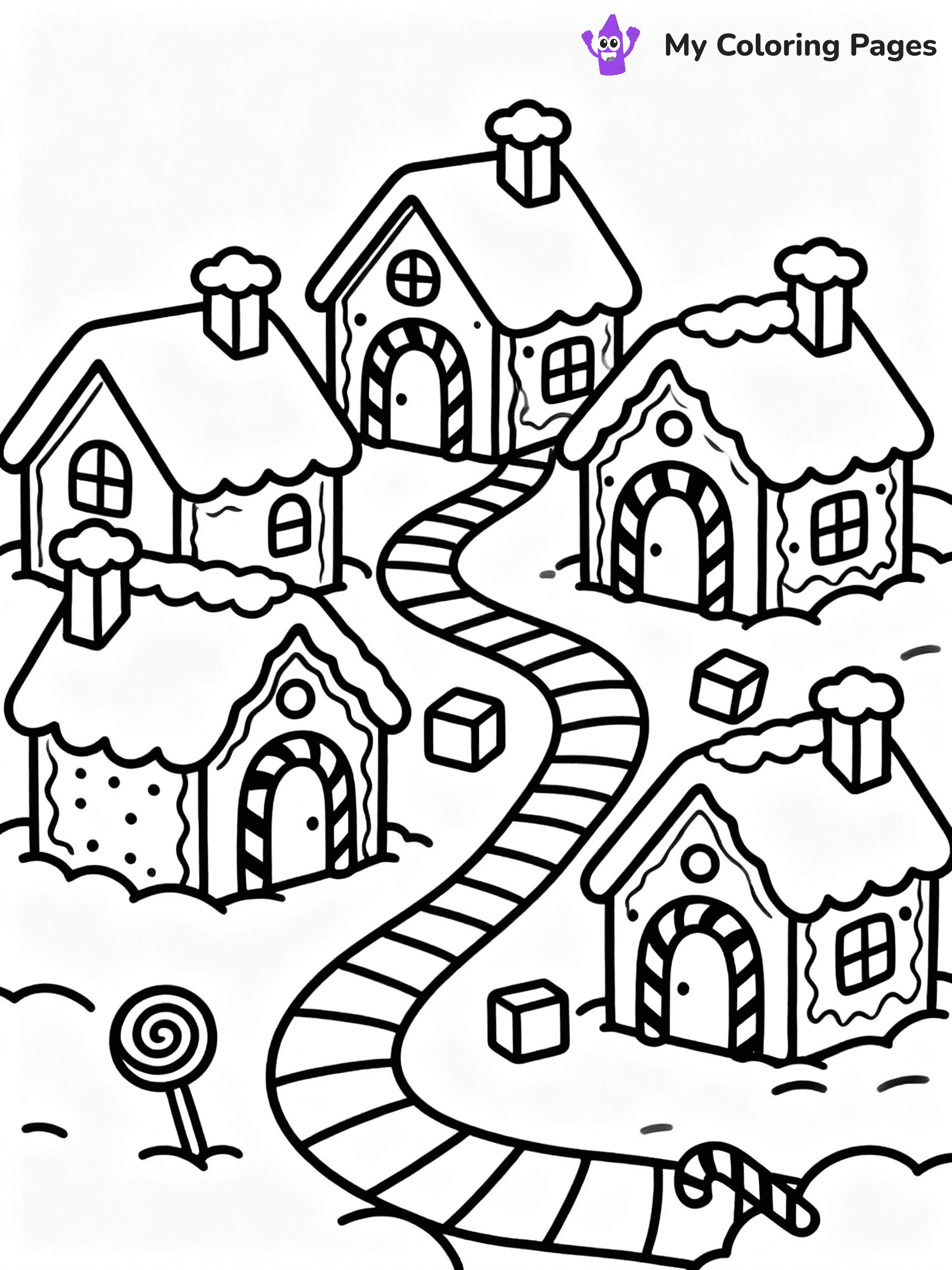 ⚠️ CRITICAL REQUIREMENT - ABSOLUTE BLACK AND WHITE ONLY ⚠️
This MUST be a BLACK AND WHITE line drawing ONLY. NO COLORS whatsoever.
- ONLY pure black lines (#000000) on pure white background (#FFFFFF)
- ABSOLUTELY NO colors, NO shading, NO gradients, NO grayscale
- If there are ANY colors in the output, the image is REJECTED
- This is a COLORING PAGE - meant to be COLORED IN by children
- The output must be UNCOLORED line art ready for coloring
⚠️ SUBJECT TO DRAW: Gingerbread village with multiple houses, snowy rooftops, and candy pathways, delightful style
(REMEMBER: Output must be BLACK AND WHITE line art only, NOT colored!)
# COLORING PAGE: BLACK OUTLINES ONLY - WHITE BACKGROUND MANDATORY
Create a **coloring book page** using EXACTLY two values: black lines, white space.
## NON-NEGOTIABLE BINARY RULES
- **ONLY #000000 (black) and #FFFFFF (white)** - NO other values exist
- **EVERY PIXEL = BLACK OR WHITE** - no gray/shading/antialiasing
- **WHITE BACKGROUND MANDATORY** - entire canvas stays white
- **ALL SHAPES HOLLOW** - everything is empty outlines waiting to be colored
- **FORBIDDEN:** fills, shading, gradients, patterns, textures, colors
- **NO SOLID REGIONS** - if it's not a thin line, it's wrong
## Universal Line Standards
- Black outlines ONLY - thin, uniform weight
- Every shape completely empty inside
- Closed contours suitable for coloring
- Simple flat illustration - zero depth/3D/realism
- **Style:** Whimsical Doodle Art Alley - rounded, friendly outlines (unless specified)
## Everything = Outline Only
- Characters/animals: hollow shapes
- Objects/clothing: empty contours
- Backgrounds/scenery: line work only
- Natural elements: outlined forms
- Dark/night areas: don't exist (use outlined symbols)
- Textures/patterns: convert to simple lines
## The Test
Can a child color EVERY white space with crayons? If any area is pre-filled/shaded/gray or colored in, it FAILS. Every shape must be waiting to receive color.
**FINAL OUTPUT**: Binary coloring page. Black lines define shapes. White spaces ready for coloring. Nothing else exists. No exceptions. Print-ready.
⚠️ FINAL REMINDER: Draw the subject "Gingerbread village with multiple houses, snowy rooftops, and candy pathways, delightful style" as BLACK AND WHITE line art. Zero colors in output.