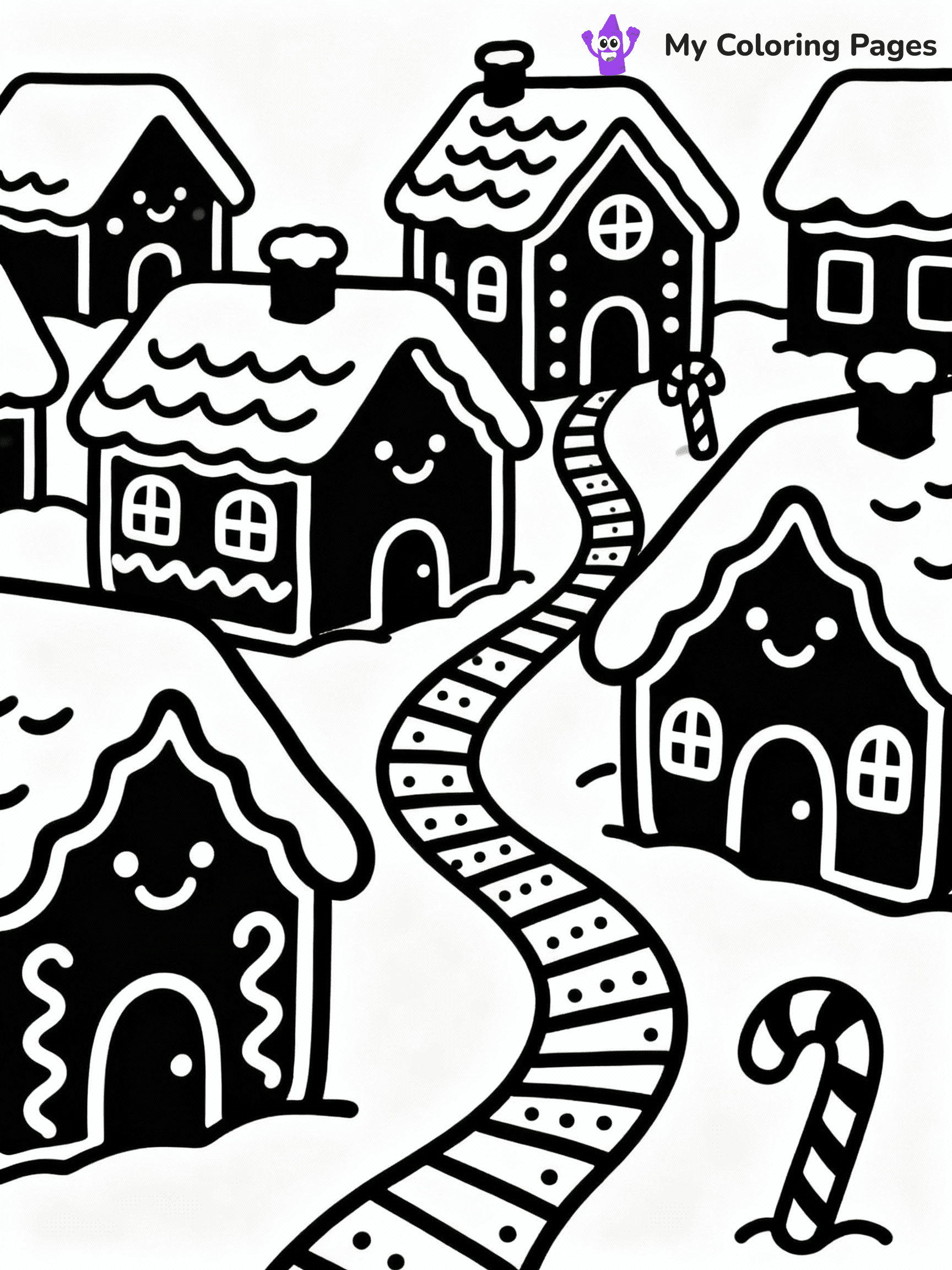 ⚠️ CRITICAL REQUIREMENT - ABSOLUTE BLACK AND WHITE ONLY ⚠️
This MUST be a BLACK AND WHITE line drawing ONLY. NO COLORS whatsoever.
- ONLY pure black lines (#000000) on pure white background (#FFFFFF)
- ABSOLUTELY NO colors, NO shading, NO gradients, NO grayscale
- If there are ANY colors in the output, the image is REJECTED
- This is a COLORING PAGE - meant to be COLORED IN by children
- The output must be UNCOLORED line art ready for coloring
⚠️ SUBJECT TO DRAW: Gingerbread village with multiple houses, snowy rooftops, and candy pathways, delightful style
(REMEMBER: Output must be BLACK AND WHITE line art only, NOT colored!)
# COLORING PAGE: BLACK OUTLINES ONLY - WHITE BACKGROUND MANDATORY
Create a **coloring book page** using EXACTLY two values: black lines, white space.
## NON-NEGOTIABLE BINARY RULES
- **ONLY #000000 (black) and #FFFFFF (white)** - NO other values exist
- **EVERY PIXEL = BLACK OR WHITE** - no gray/shading/antialiasing
- **WHITE BACKGROUND MANDATORY** - entire canvas stays white
- **ALL SHAPES HOLLOW** - everything is empty outlines waiting to be colored
- **FORBIDDEN:** fills, shading, gradients, patterns, textures, colors
- **NO SOLID REGIONS** - if it's not a thin line, it's wrong
## Universal Line Standards
- Black outlines ONLY - thin, uniform weight
- Every shape completely empty inside
- Closed contours suitable for coloring
- Simple flat illustration - zero depth/3D/realism
- **Style:** Whimsical Doodle Art Alley - rounded, friendly outlines (unless specified)
## Everything = Outline Only
- Characters/animals: hollow shapes
- Objects/clothing: empty contours
- Backgrounds/scenery: line work only
- Natural elements: outlined forms
- Dark/night areas: don't exist (use outlined symbols)
- Textures/patterns: convert to simple lines
## The Test
Can a child color EVERY white space with crayons? If any area is pre-filled/shaded/gray or colored in, it FAILS. Every shape must be waiting to receive color.
**FINAL OUTPUT**: Binary coloring page. Black lines define shapes. White spaces ready for coloring. Nothing else exists. No exceptions. Print-ready.
⚠️ FINAL REMINDER: Draw the subject "Gingerbread village with multiple houses, snowy rooftops, and candy pathways, delightful style" as BLACK AND WHITE line art. Zero colors in output.