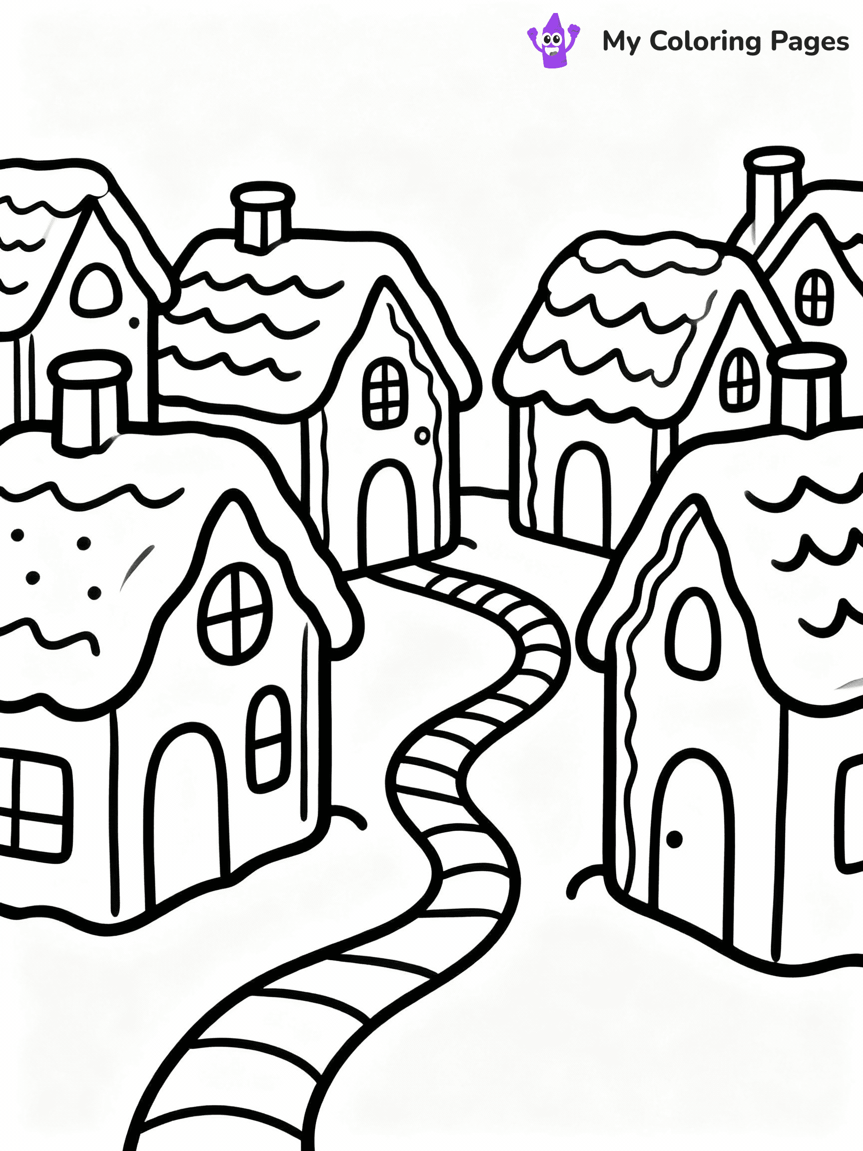 ⚠️ CRITICAL REQUIREMENT - ABSOLUTE BLACK AND WHITE ONLY ⚠️
This MUST be a BLACK AND WHITE line drawing ONLY. NO COLORS whatsoever.
- ONLY pure black lines (#000000) on pure white background (#FFFFFF)
- ABSOLUTELY NO colors, NO shading, NO gradients, NO grayscale
- If there are ANY colors in the output, the image is REJECTED
- This is a COLORING PAGE - meant to be COLORED IN by children
- The output must be UNCOLORED line art ready for coloring
⚠️ SUBJECT TO DRAW: Gingerbread village with multiple houses, snowy rooftops, and candy pathways, delightful style
(REMEMBER: Output must be BLACK AND WHITE line art only, NOT colored!)
# COLORING PAGE: BLACK OUTLINES ONLY - WHITE BACKGROUND MANDATORY
Create a **coloring book page** using EXACTLY two values: black lines, white space.
## NON-NEGOTIABLE BINARY RULES
- **ONLY #000000 (black) and #FFFFFF (white)** - NO other values exist
- **EVERY PIXEL = BLACK OR WHITE** - no gray/shading/antialiasing
- **WHITE BACKGROUND MANDATORY** - entire canvas stays white
- **ALL SHAPES HOLLOW** - everything is empty outlines waiting to be colored
- **FORBIDDEN:** fills, shading, gradients, patterns, textures, colors
- **NO SOLID REGIONS** - if it's not a thin line, it's wrong
## Universal Line Standards
- Black outlines ONLY - thin, uniform weight
- Every shape completely empty inside
- Closed contours suitable for coloring
- Simple flat illustration - zero depth/3D/realism
- **Style:** Whimsical Doodle Art Alley - rounded, friendly outlines (unless specified)
## Everything = Outline Only
- Characters/animals: hollow shapes
- Objects/clothing: empty contours
- Backgrounds/scenery: line work only
- Natural elements: outlined forms
- Dark/night areas: don't exist (use outlined symbols)
- Textures/patterns: convert to simple lines
## The Test
Can a child color EVERY white space with crayons? If any area is pre-filled/shaded/gray or colored in, it FAILS. Every shape must be waiting to receive color.
**FINAL OUTPUT**: Binary coloring page. Black lines define shapes. White spaces ready for coloring. Nothing else exists. No exceptions. Print-ready.
⚠️ FINAL REMINDER: Draw the subject "Gingerbread village with multiple houses, snowy rooftops, and candy pathways, delightful style" as BLACK AND WHITE line art. Zero colors in output.