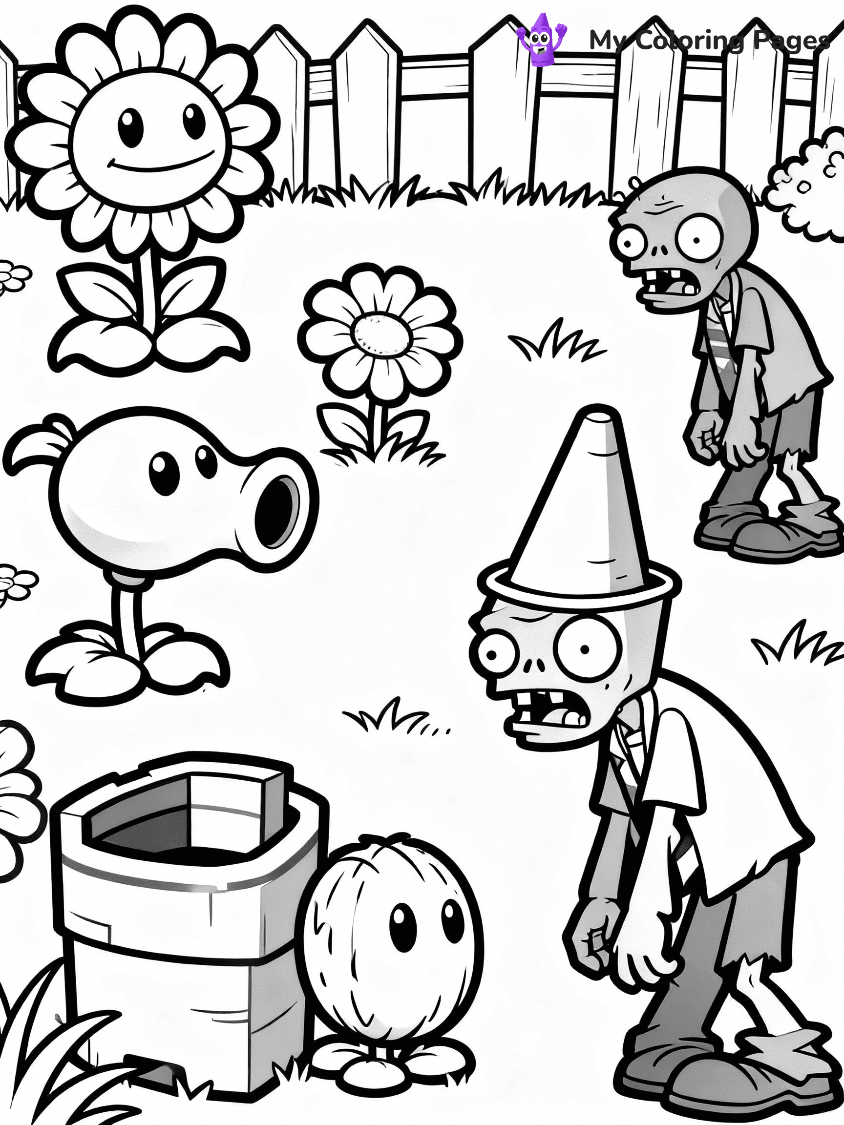 Plants vs Zombies Coloring Pages - 1