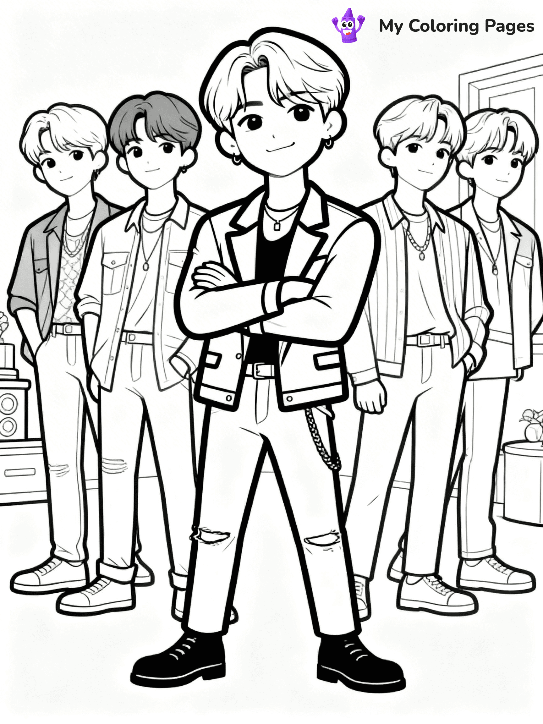 BTS Band Coloring Pages - 4