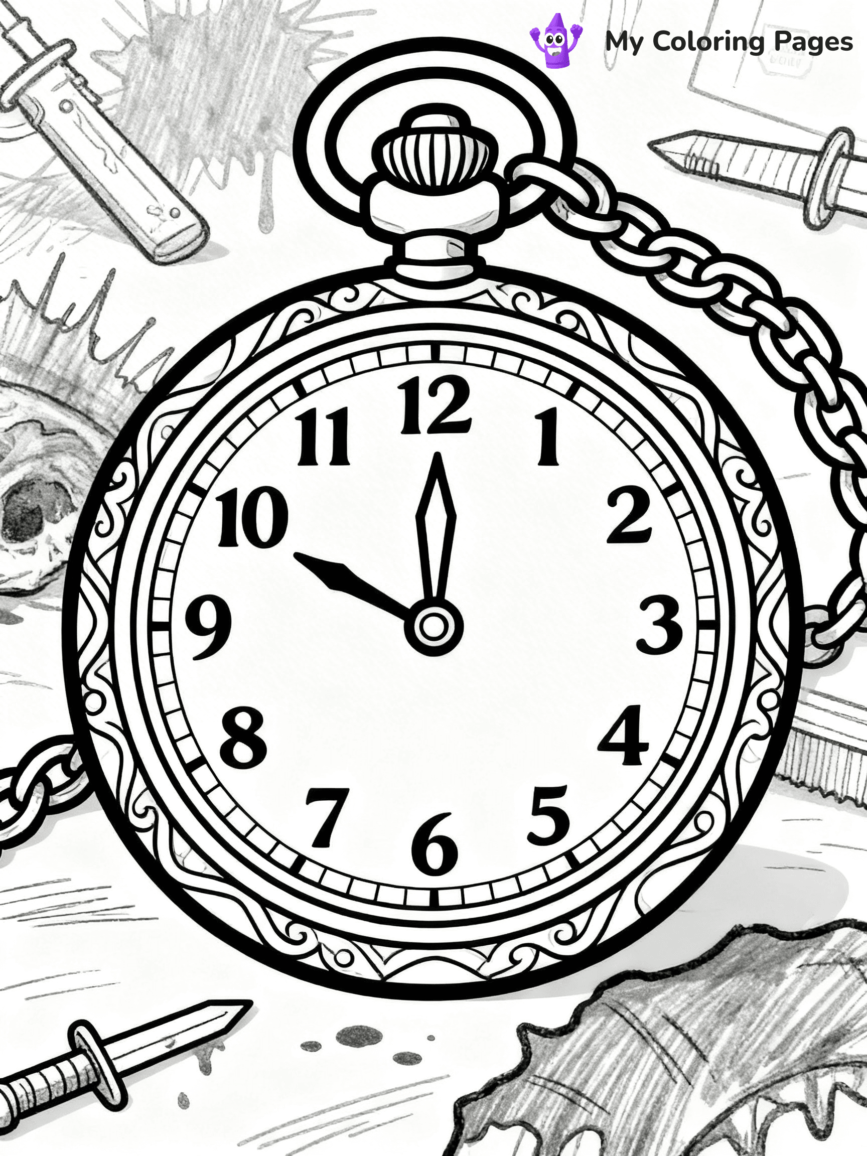 Clock Coloring Pages - 17