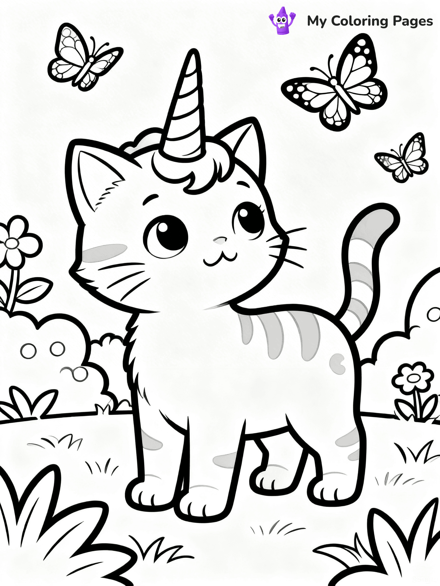 Kitty Unicorn Coloring Pages - 4