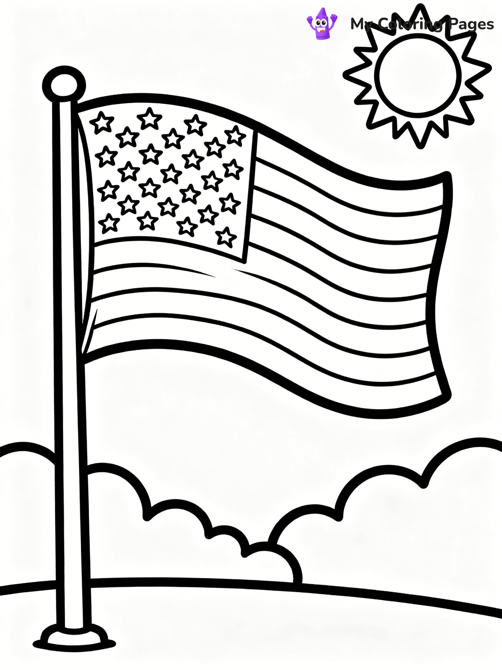American Flag Coloring Pages - 1