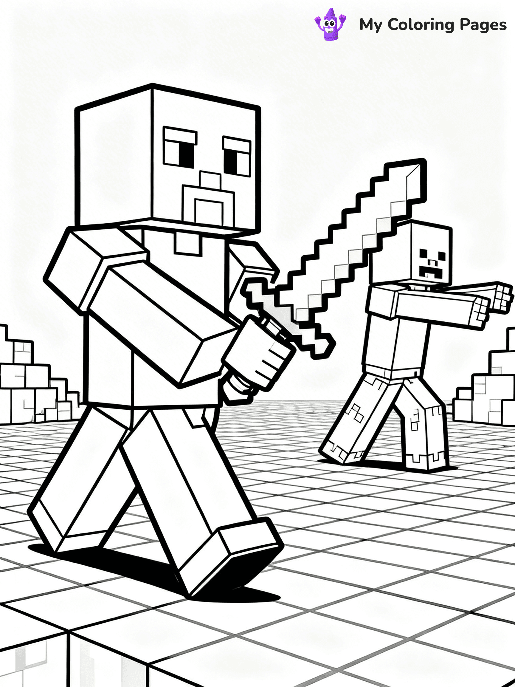 Minecraft Zombie Coloring Pages - 2