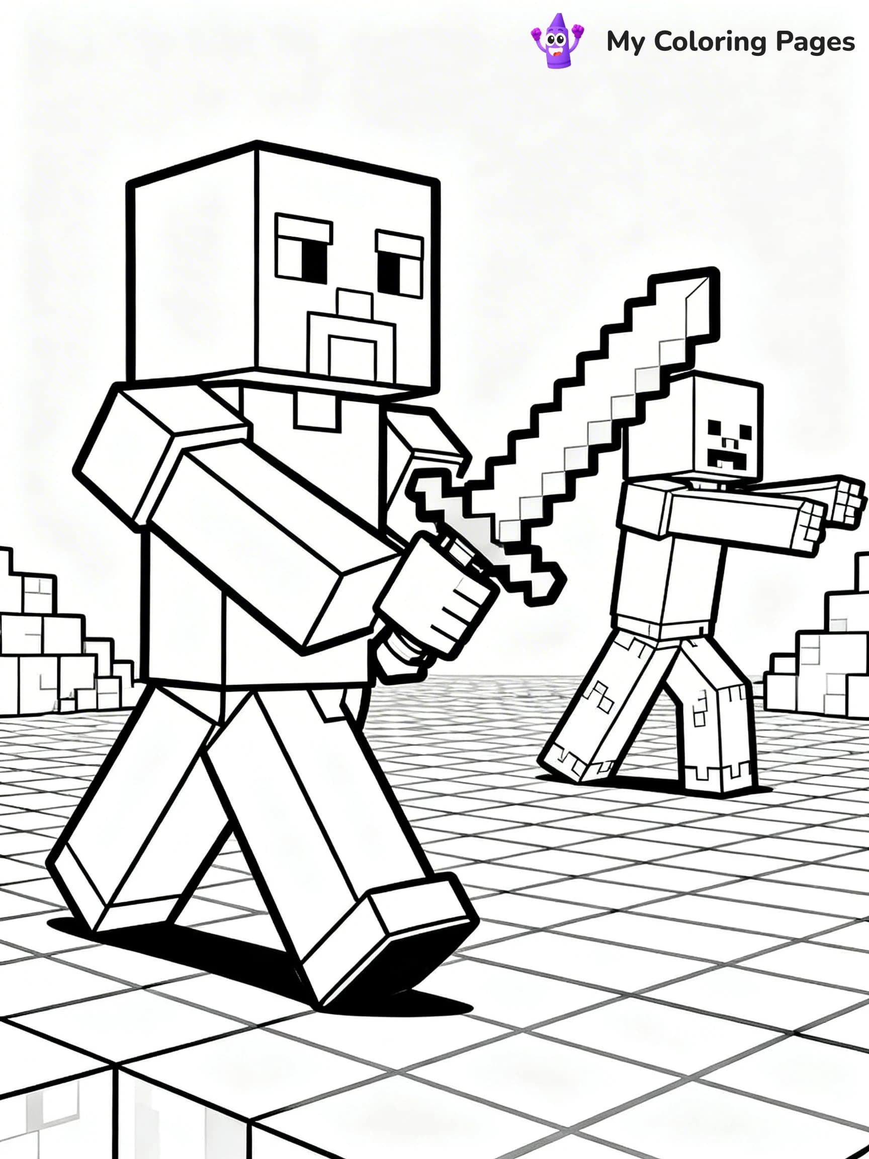 Minecraft Zombie Coloring Pages - 2