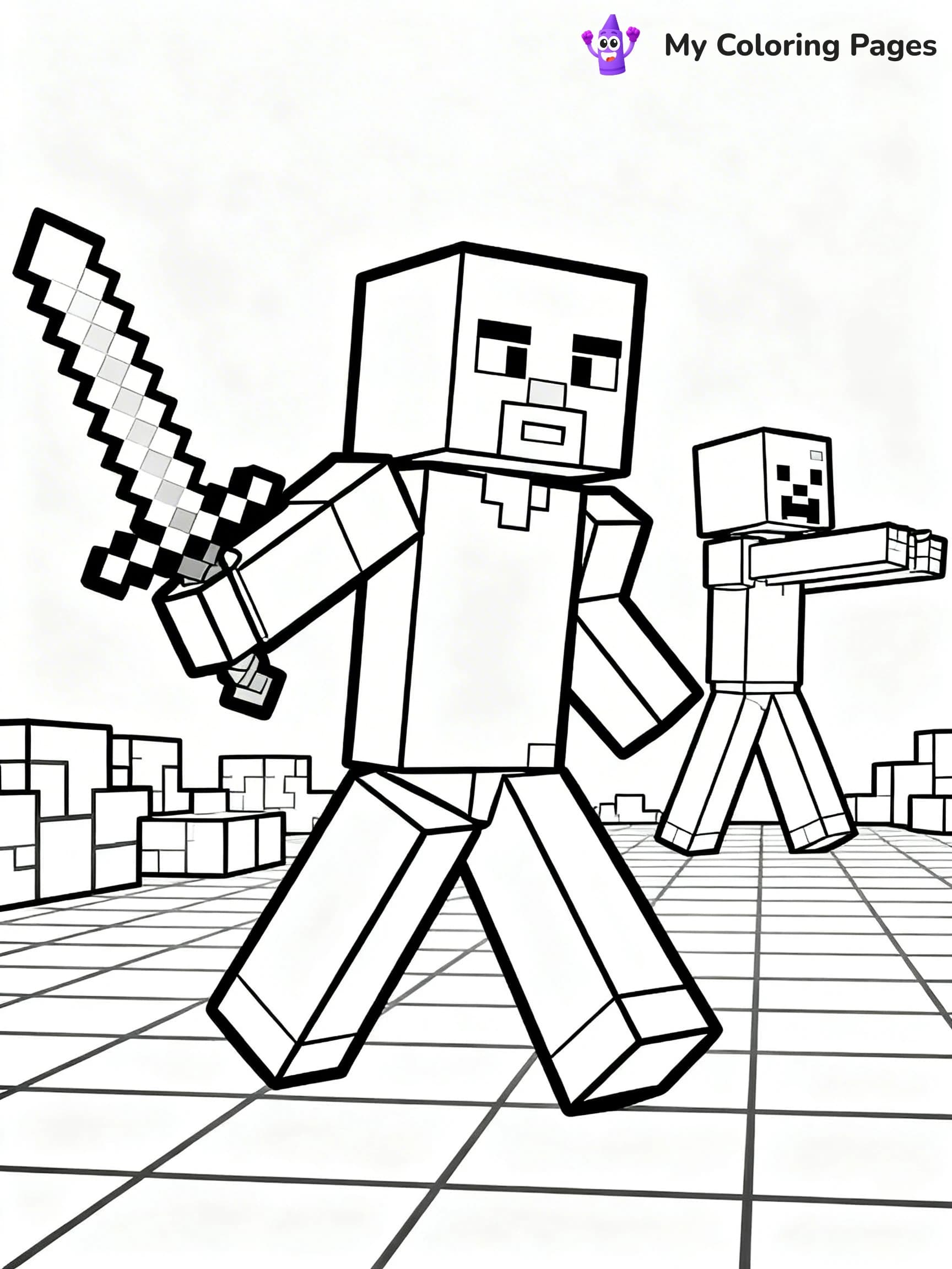 Minecraft Zombie Coloring Pages - 1
