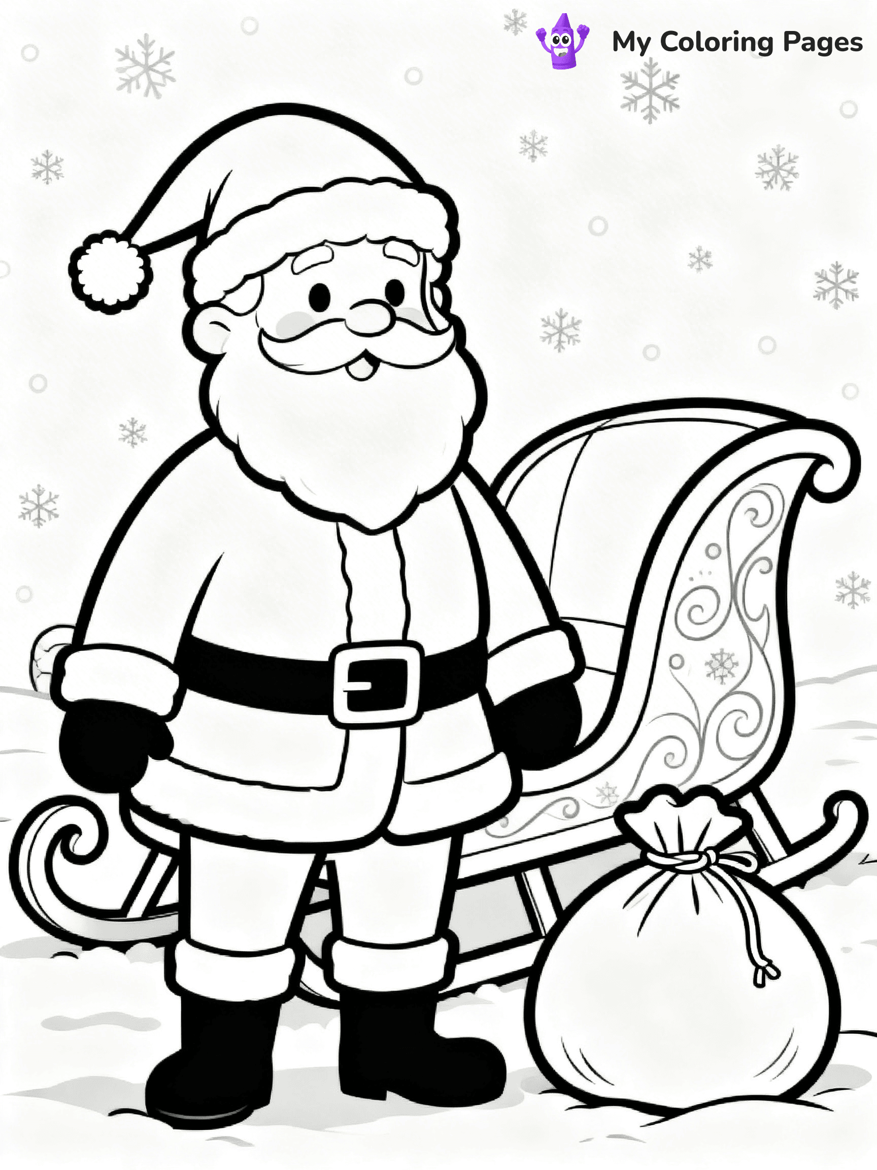 Santa And Sleigh Coloring Pages - 7