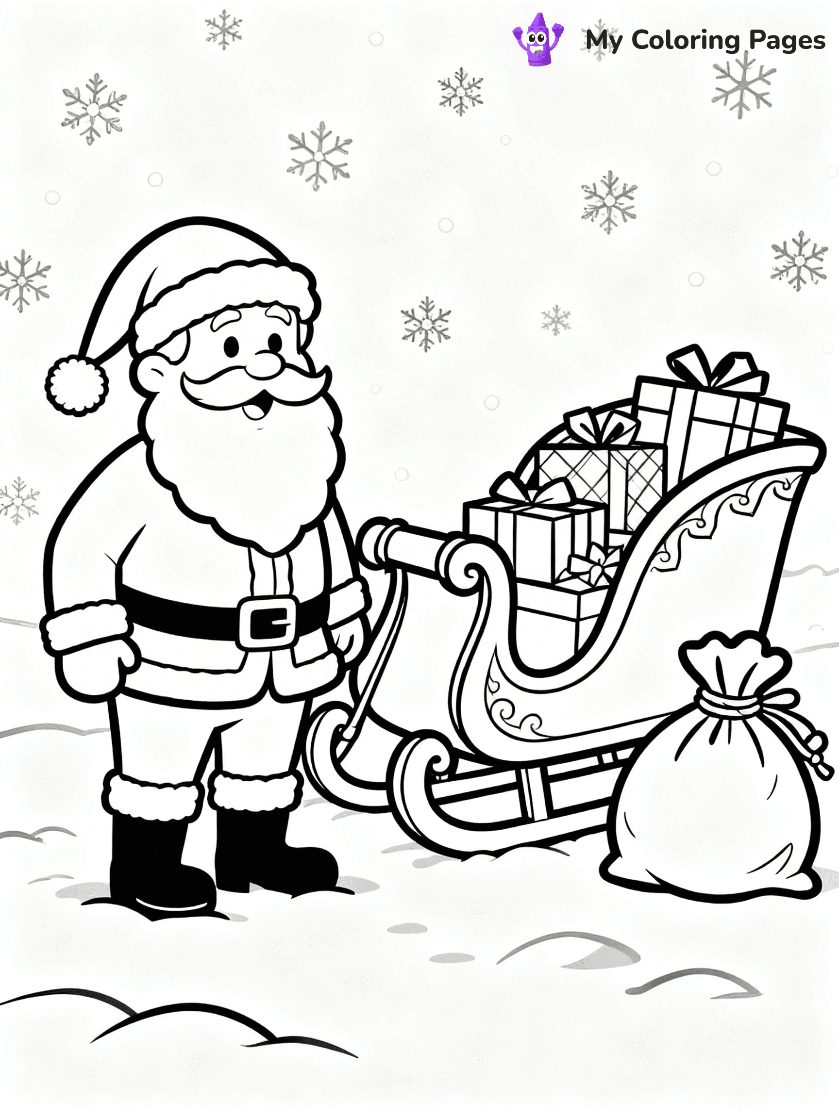 Santa And Sleigh Coloring Pages - 5