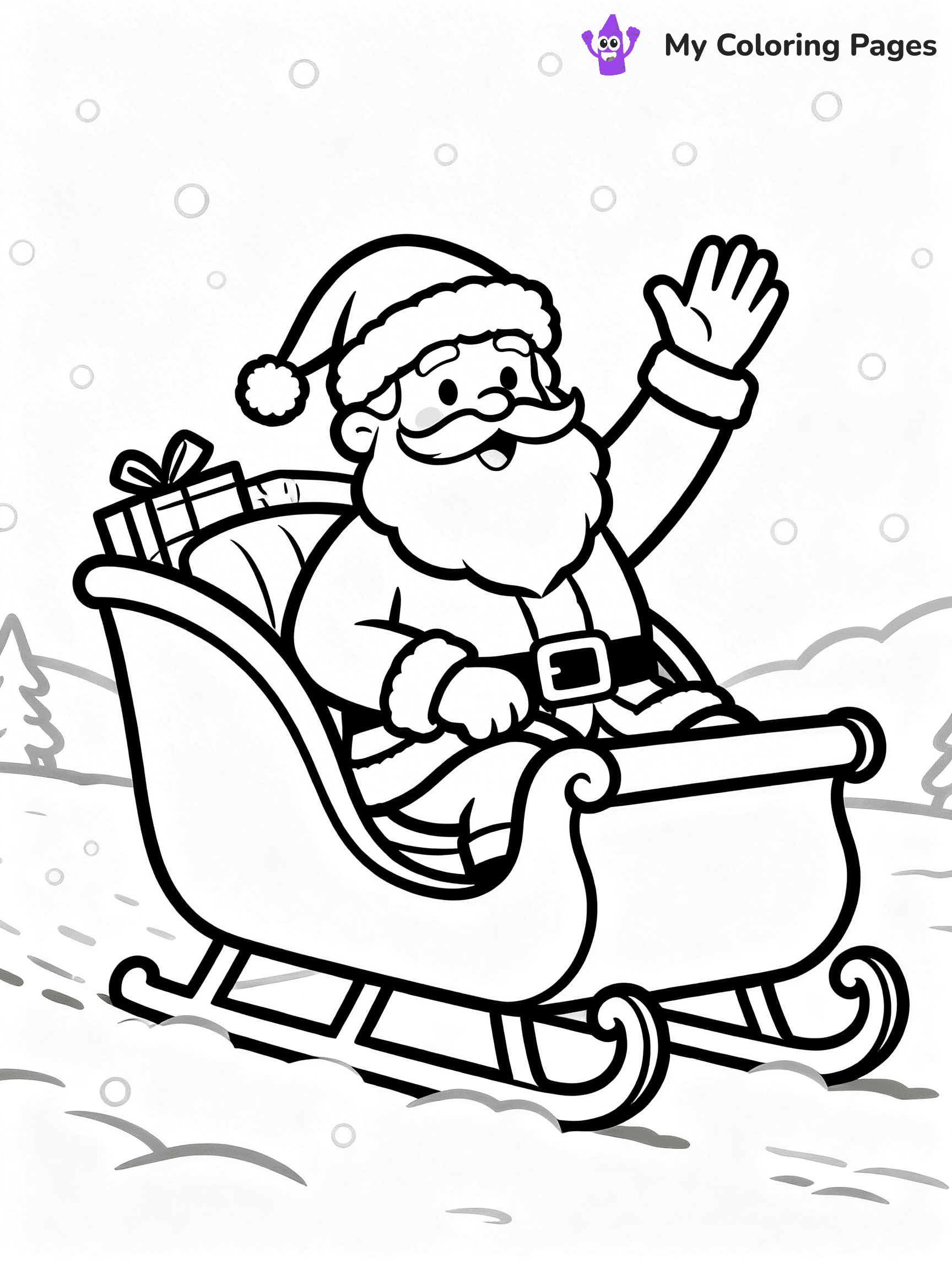 Santa And Sleigh Coloring Pages - 3