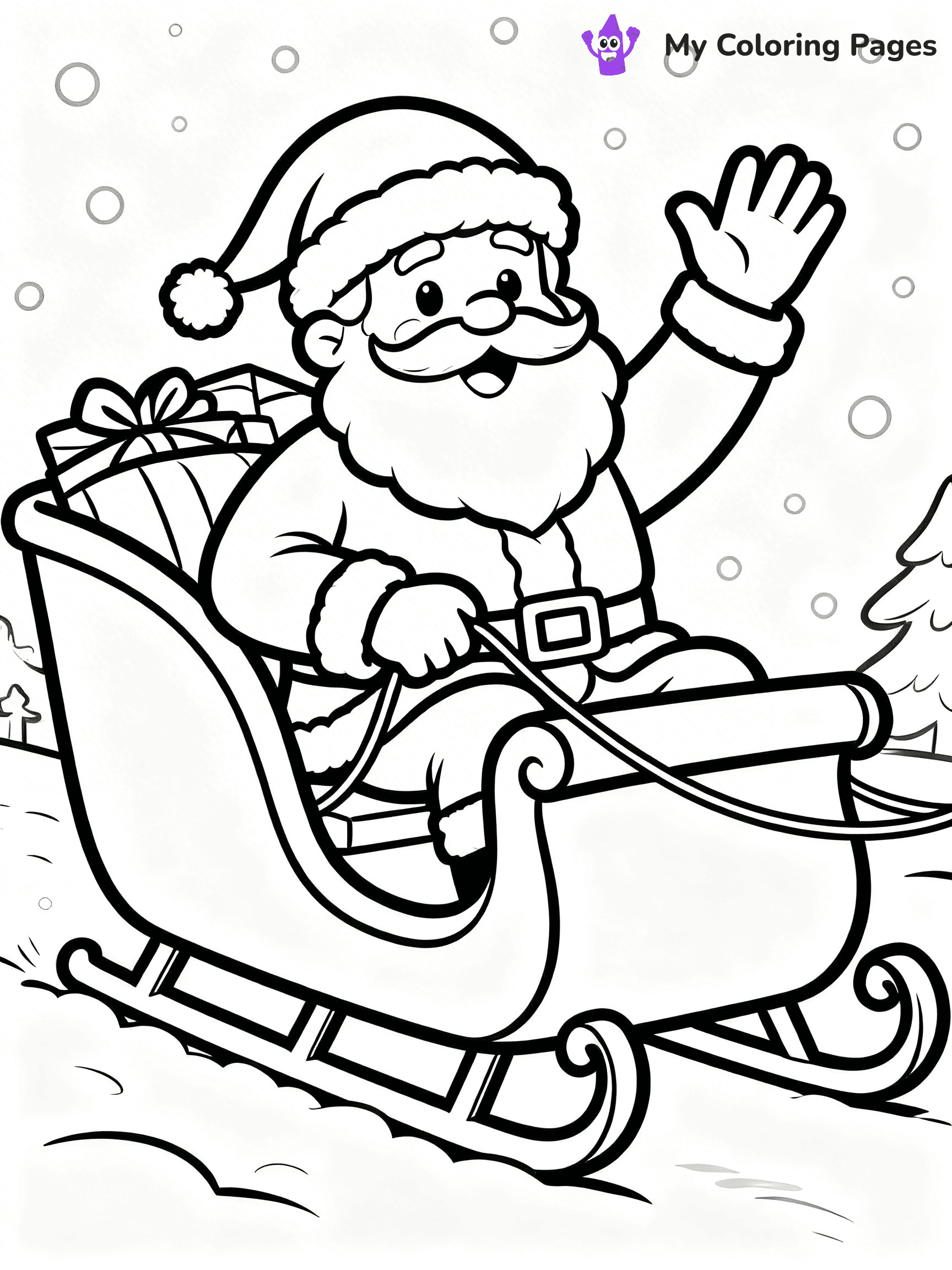 Santa And Sleigh Coloring Pages - 2