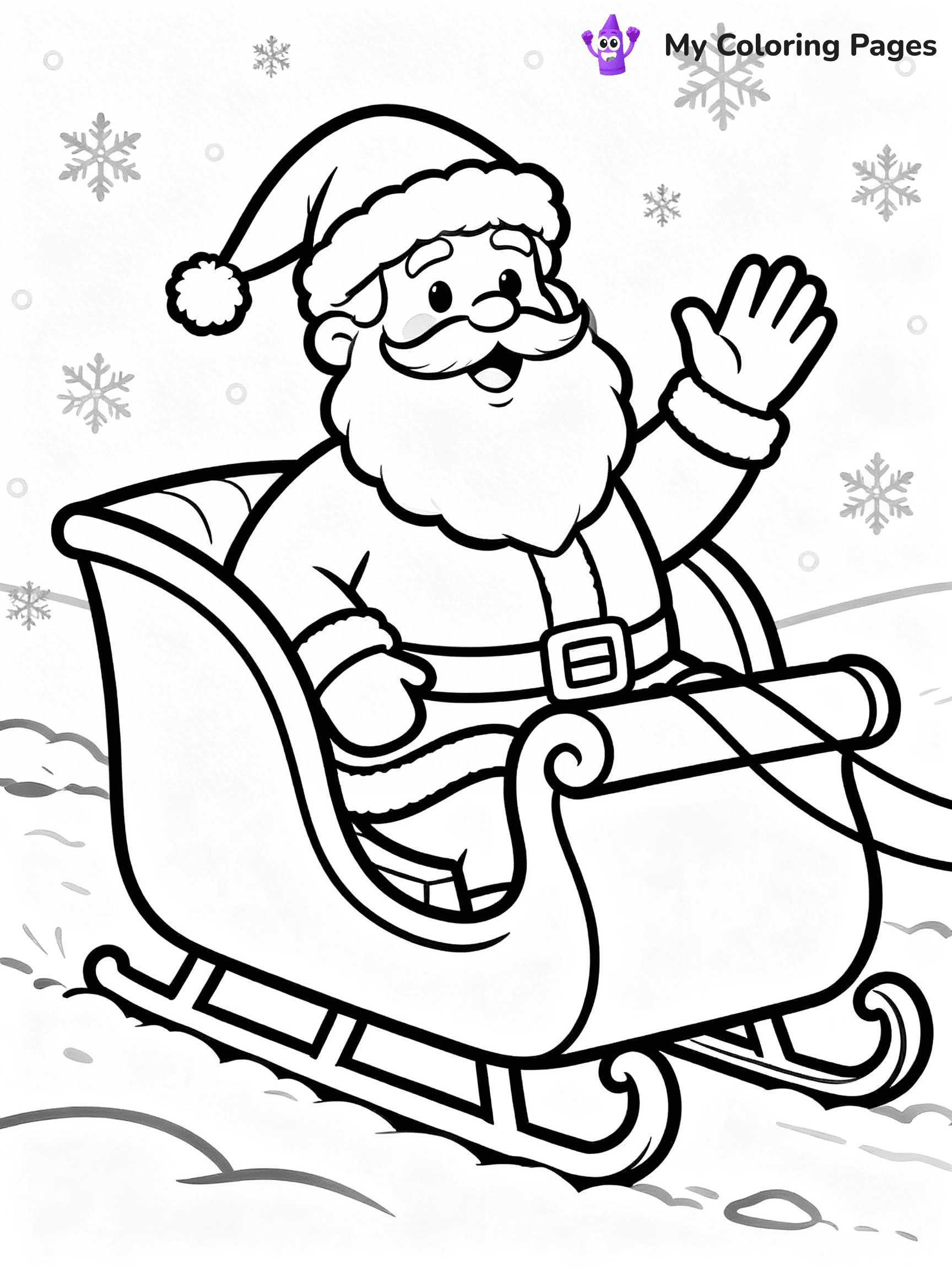 Santa And Sleigh Coloring Pages - 1