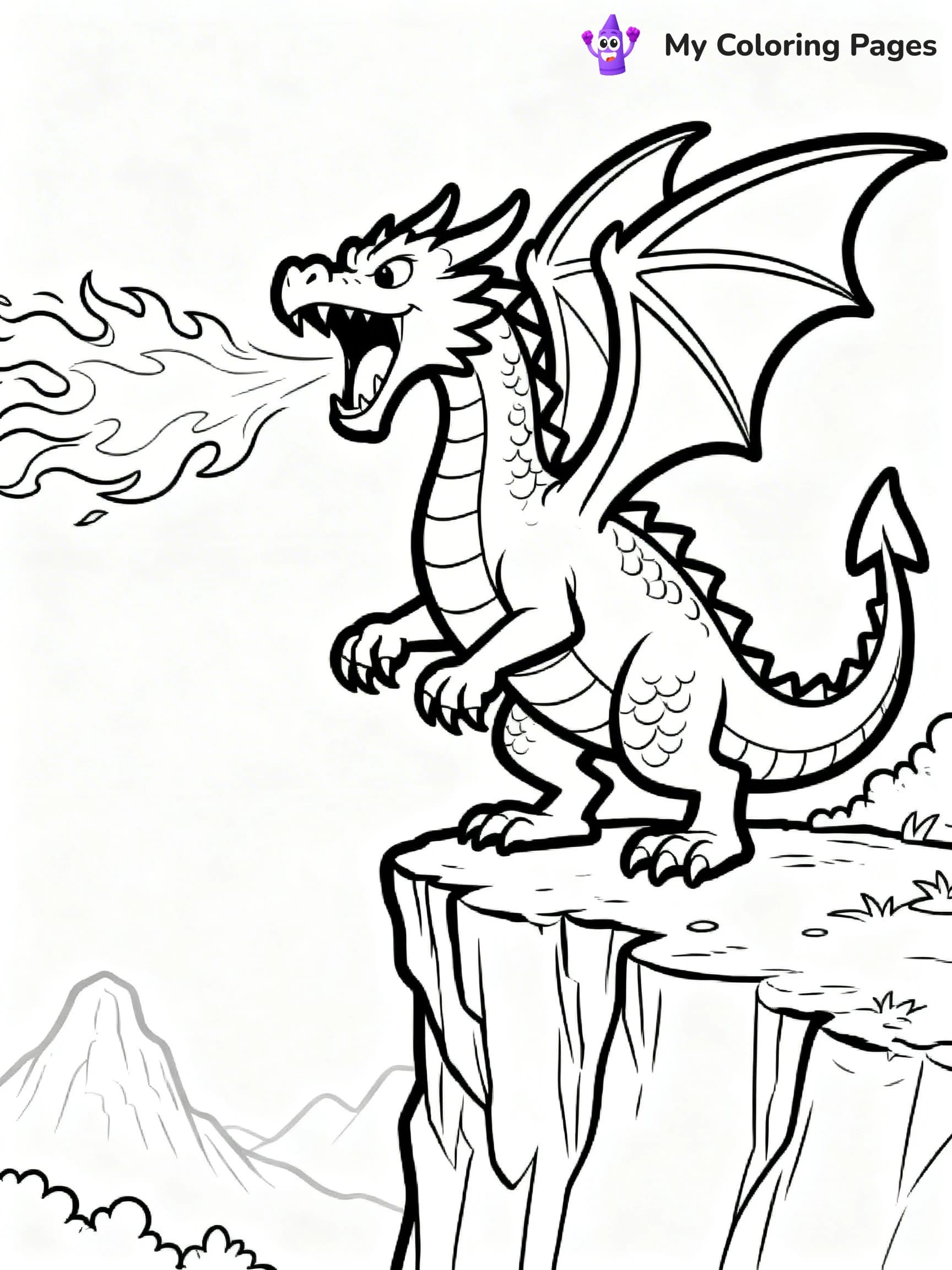 Fire Breathing Dragon Coloring Pages - 2