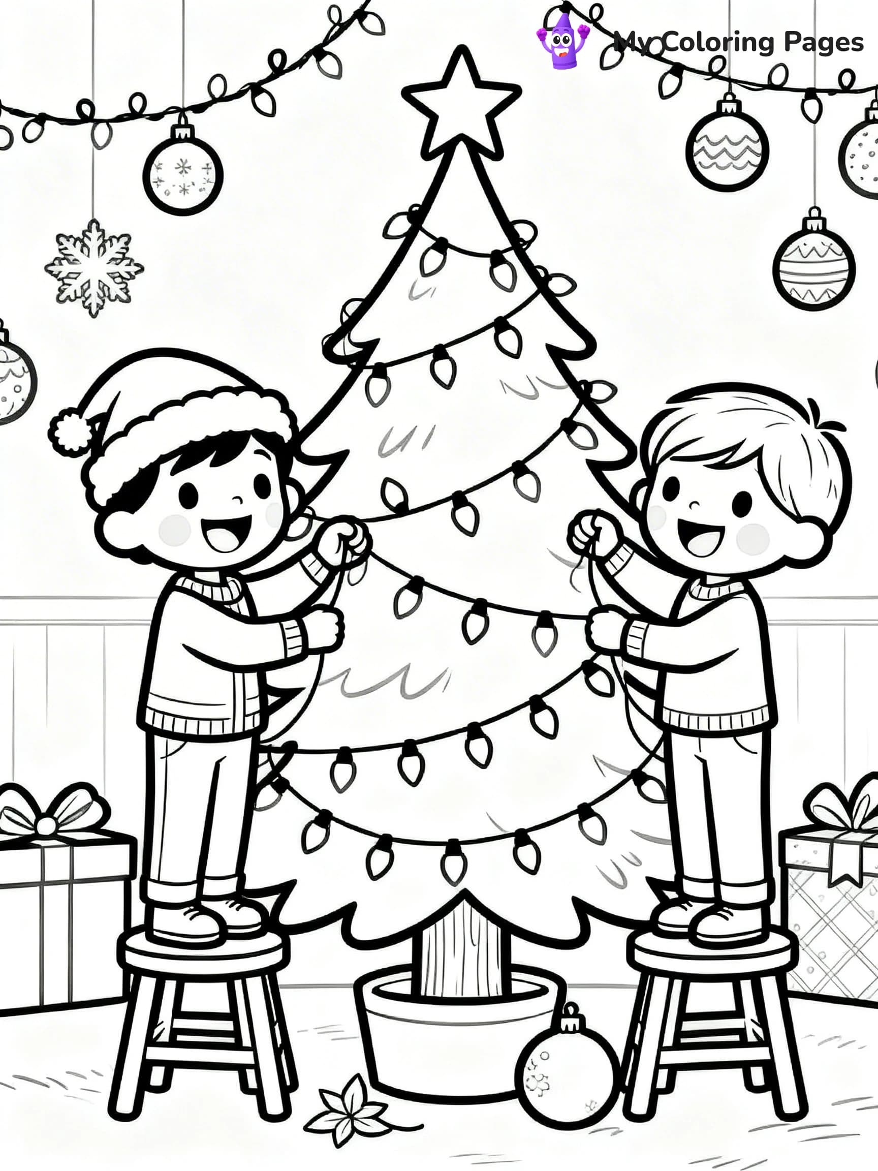 Christmas Lights Coloring Pages - 4