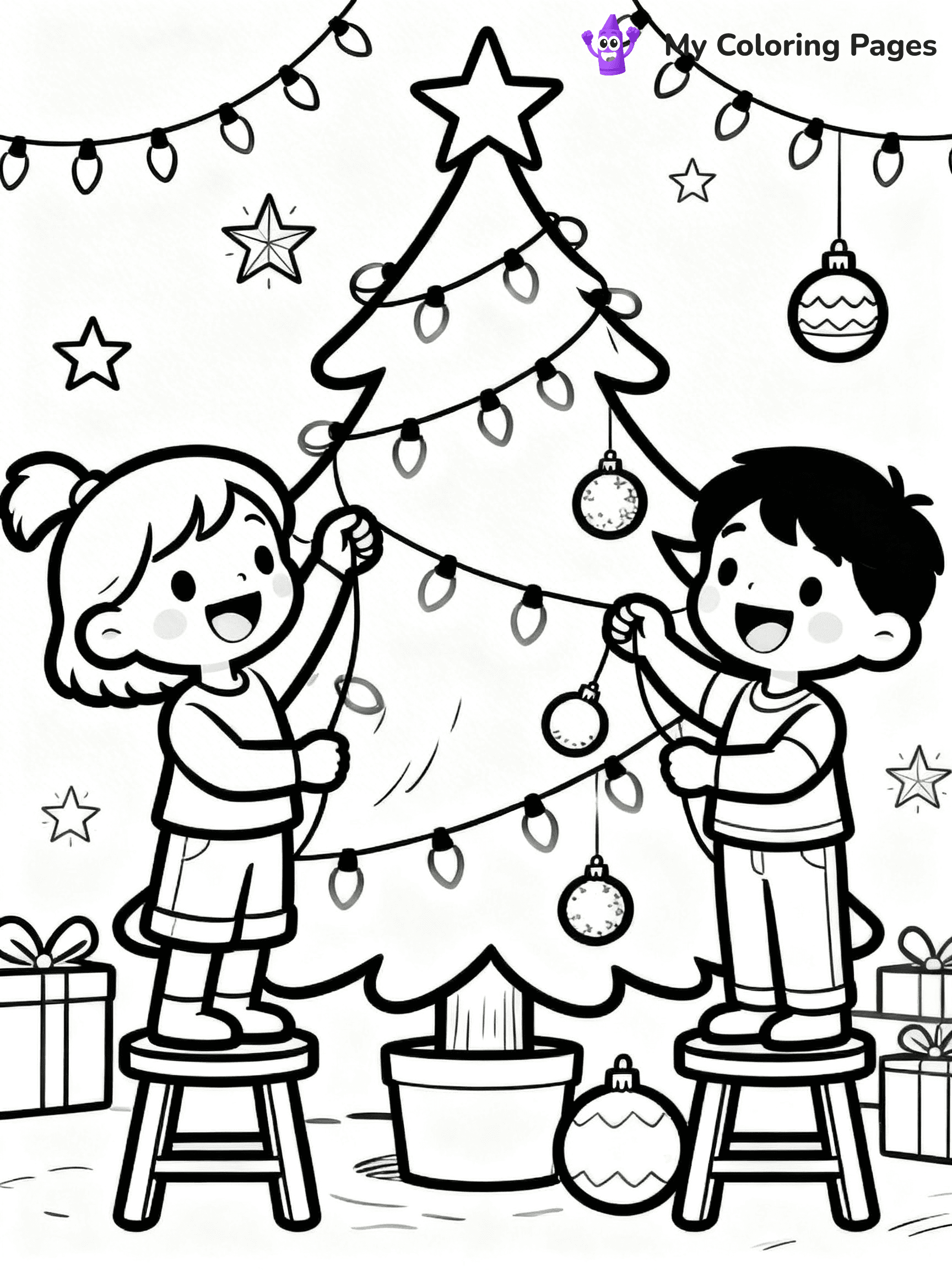 Christmas Lights Coloring Pages - 3