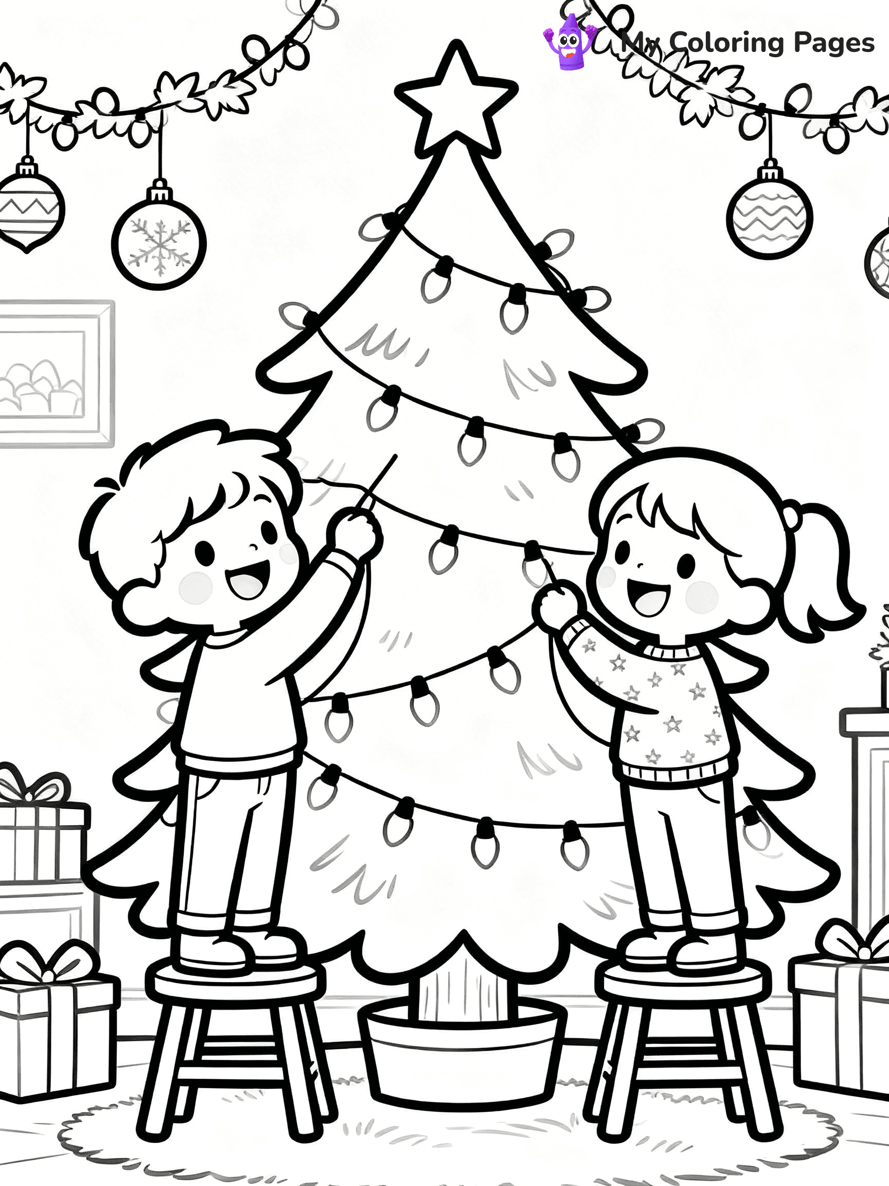Christmas Lights Coloring Pages - 2