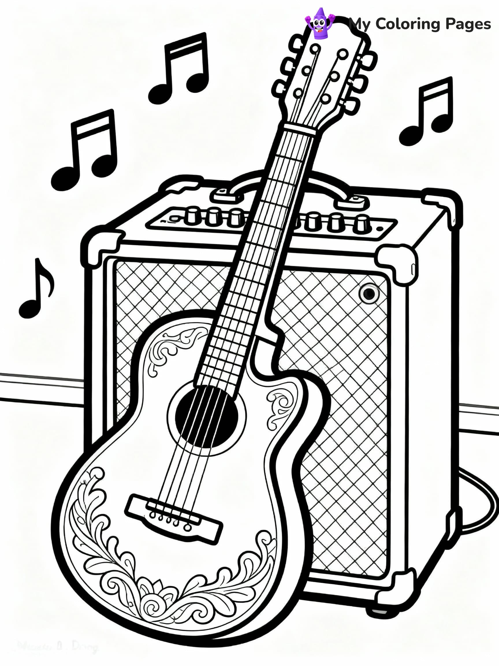 Guitar Coloring Pages - 6