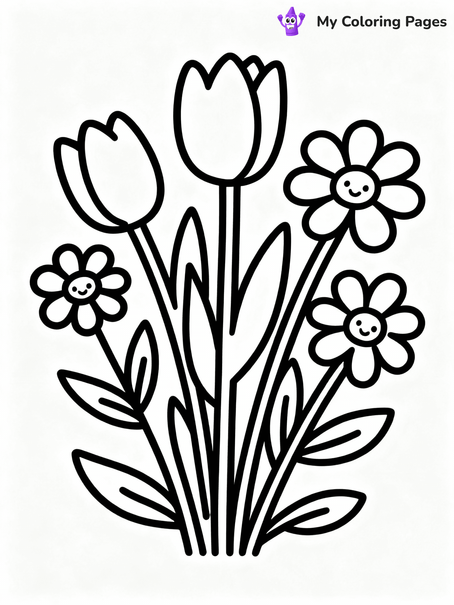 ⚠️ CRITICAL REQUIREMENT - ABSOLUTE BLACK AND WHITE ONLY ⚠️
This MUST be a BLACK AND WHITE line drawing ONLY. NO COLORS whatsoever.
- ONLY pure black lines (#000000) on pure white background (#FFFFFF)
- ABSOLUTELY NO colors, NO shading, NO gradients, NO grayscale
- If there are ANY colors in the output, the image is REJECTED
- This is a COLORING PAGE - meant to be COLORED IN by children
- The output must be UNCOLORED line art ready for coloring
⚠️ SUBJECT TO DRAW: spring flowers, tulips and daisies, outlined in a whimsical style, leaves detailed
(REMEMBER: Output must be BLACK AND WHITE line art only, NOT colored!)
# COLORING PAGE: BLACK OUTLINES ONLY - WHITE BACKGROUND MANDATORY
Create a **coloring book page** using EXACTLY two values: black lines, white space.
## NON-NEGOTIABLE BINARY RULES
- **ONLY #000000 (black) and #FFFFFF (white)** - NO other values exist
- **EVERY PIXEL = BLACK OR WHITE** - no gray/shading/antialiasing
- **WHITE BACKGROUND MANDATORY** - entire canvas stays white
- **ALL SHAPES HOLLOW** - everything is empty outlines waiting to be colored
- **FORBIDDEN:** fills, shading, gradients, patterns, textures, colors
- **NO SOLID REGIONS** - if it's not a thin line, it's wrong
## Universal Line Standards
- Black outlines ONLY - thin, uniform weight
- Every shape completely empty inside
- Closed contours suitable for coloring
- Simple flat illustration - zero depth/3D/realism
- **Style:** Whimsical Doodle Art Alley - rounded, friendly outlines (unless specified)
## Everything = Outline Only
- Characters/animals: hollow shapes
- Objects/clothing: empty contours
- Backgrounds/scenery: line work only
- Natural elements: outlined forms
- Dark/night areas: don't exist (use outlined symbols)
- Textures/patterns: convert to simple lines
## The Test
Can a child color EVERY white space with crayons? If any area is pre-filled/shaded/gray or colored in, it FAILS. Every shape must be waiting to receive color.
**FINAL OUTPUT**: Binary coloring page. Black lines define shapes. White spaces ready for coloring. Nothing else exists. No exceptions. Print-ready.
⚠️ FINAL REMINDER: Draw the subject "spring flowers, tulips and daisies, outlined in a whimsical style, leaves detailed" as BLACK AND WHITE line art. Zero colors in output.