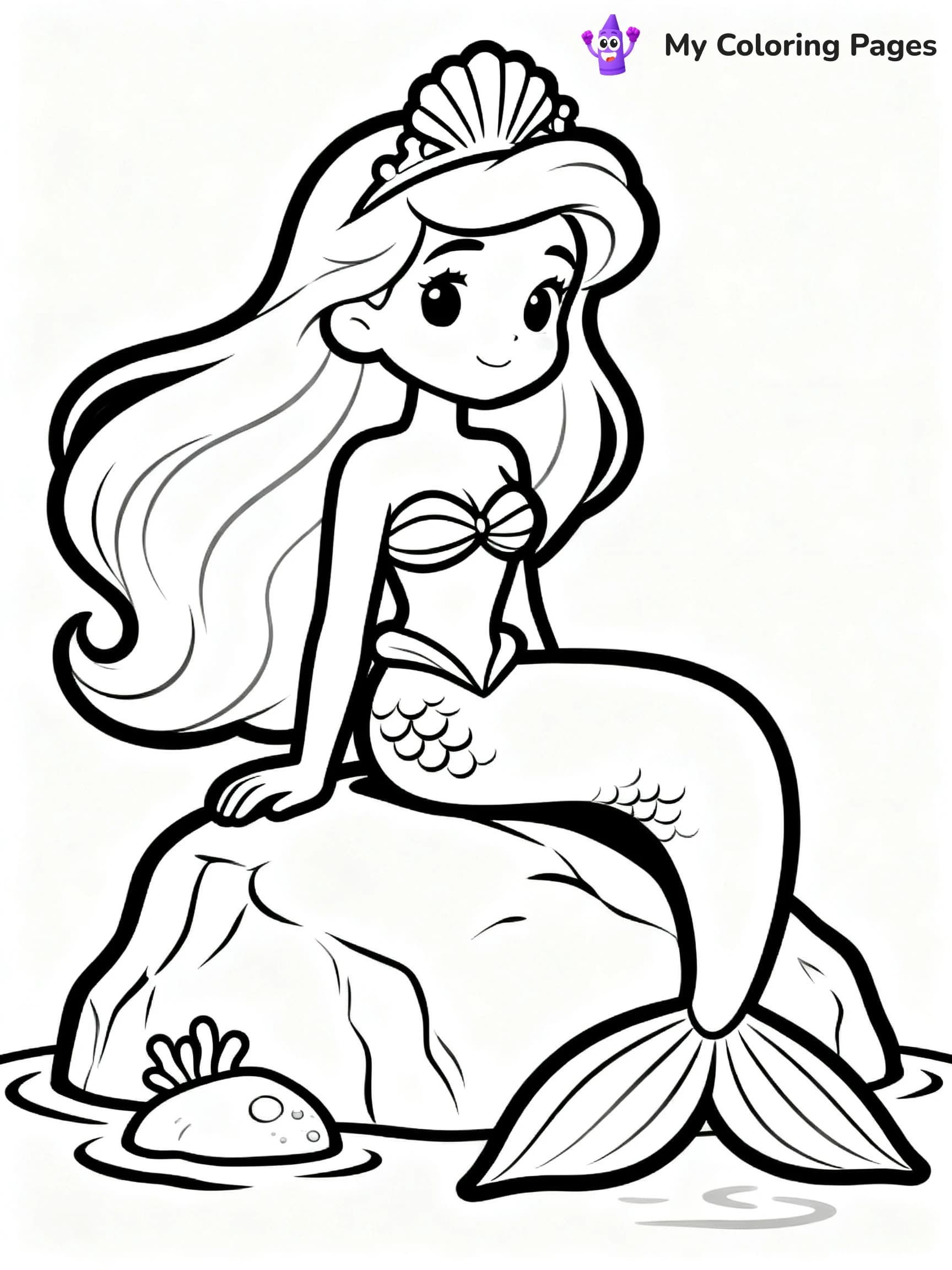 Enchanted Beautiful Mermaid Coloring Pages - 12