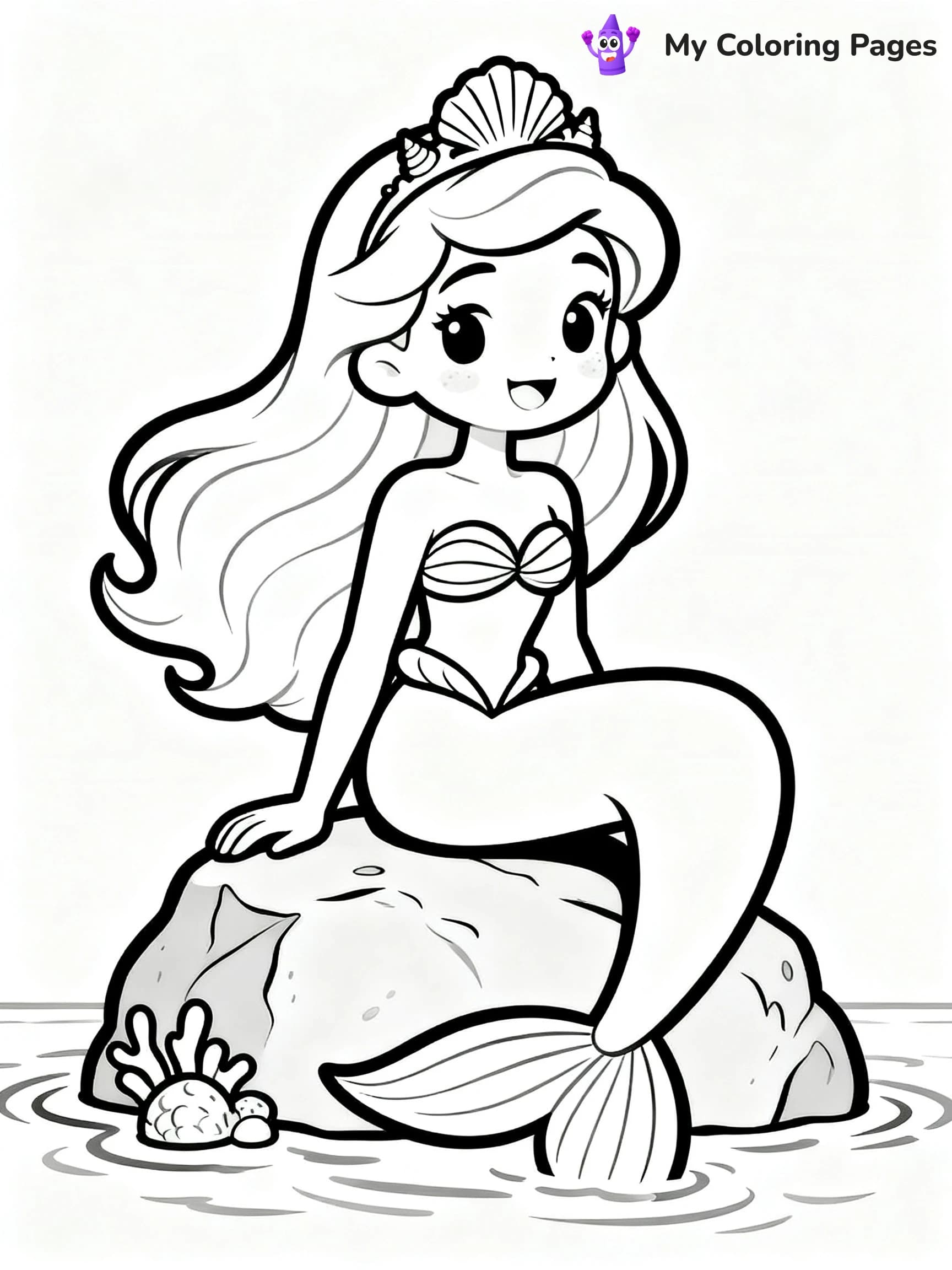 Enchanted Beautiful Mermaid Coloring Pages - 8