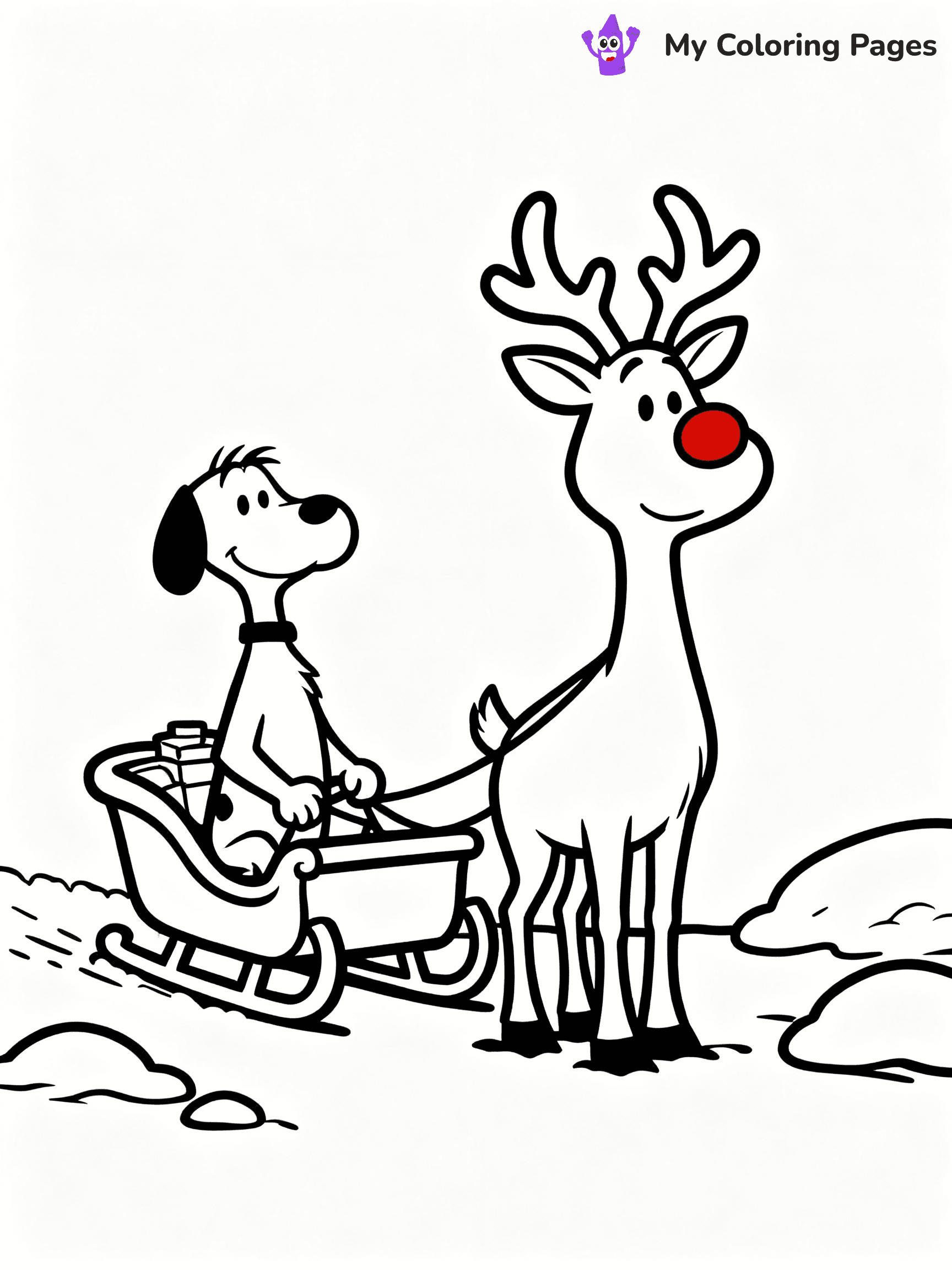 ⚠️ CRITICAL REQUIREMENT - ABSOLUTE BLACK AND WHITE ONLY ⚠️
This MUST be a BLACK AND WHITE line drawing ONLY. NO COLORS whatsoever.
- ONLY pure black lines (#000000) on pure white background (#FFFFFF)
- ABSOLUTELY NO colors, NO shading, NO gradients, NO grayscale
- If there are ANY colors in the output, the image is REJECTED
- This is a COLORING PAGE - meant to be COLORED IN by children
- The output must be UNCOLORED line art ready for coloring
⚠️ SUBJECT TO DRAW: Max the dog from Dr. Seuss pulling a sleigh, reindeer nose painted red, snow drifts. Important: PURE OUTLINES. NO FILLS, COLOR, SHADING, OR GREYSCALE. WHITE BACKGROUND.
(REMEMBER: Output must be BLACK AND WHITE line art only, NOT colored!)
# Flat, Friendly Cartoon Line-Art Coloring Page
You are generating a **pure black-and-white binary image** of a child-friendly cartoon scene combining characters and background scenery in one cohesive composition.
## Rendering Rules (Strict)
- Only two colors: pure black (#000000) outlines and pure white (#FFFFFF) background.
- No grayscale, shading, gradients, tints, fills, transparency, or partial pixels.
- No antialiasing or blended edges; every pixel is 100% black or white.
- No solid black fills inside shapes — all areas inside outlines must remain white.
- No dark clothing areas or filled tone blocks; all garments outlined only.
- No shadows, textures, lighting, or tonal variations.
- Must look like flat binary vector line-art for coloring pages.
## Drawing & Composition
- **Medium, consistent line weight**; clean closed outlines easy to color inside.
- **Flat, simple, child-friendly design** — no realism or 3D depth.
- Characters are **grounded on a surface**, centered and large.
- **Balanced composition** with clear silhouettes and minimal props.
## Scenery & Style
- Landmarks (e.g., mosque, CN Tower) and scenery (trees, benches, waves) drawn with **black outlines only.**
- For real-world figures, teams, or places, show accurate details using only black outlines—no text or logos. Use distinctive uniform patterns, abstract symbols, and landmark silhouettes to convey identity.
- Keep **consistent perspective**; no floating elements.
- **Style:** whimsical **Doodle Art Alley** — rounded, friendly outlines.
- May adapt shapes from **Crayola, Disney, Peppa Pig, Cocomelon** — *by shape only, never color.*
- Final output: **flat, crisp, binary (#000000/#FFFFFF)**, **no filled color or background text.**
EXTREMELYE IMPORTANT:
- PURE BINARY LINE-ART; NO FILLS (HAIR/CLOTHES/SKIN), SHADING, OR GREY.
- NO SHADING, COLOR. MUST BE WHITE BACKGROUND.
⚠️ FINAL REMINDER: Draw the subject "Max the dog from Dr. Seuss pulling a sleigh, reindeer nose painted red, snow drifts. Important: PURE OUTLINES. NO FILLS, COLOR, SHADING, OR GREYSCALE. WHITE BACKGROUND." as BLACK AND WHITE line art. Zero colors in output.