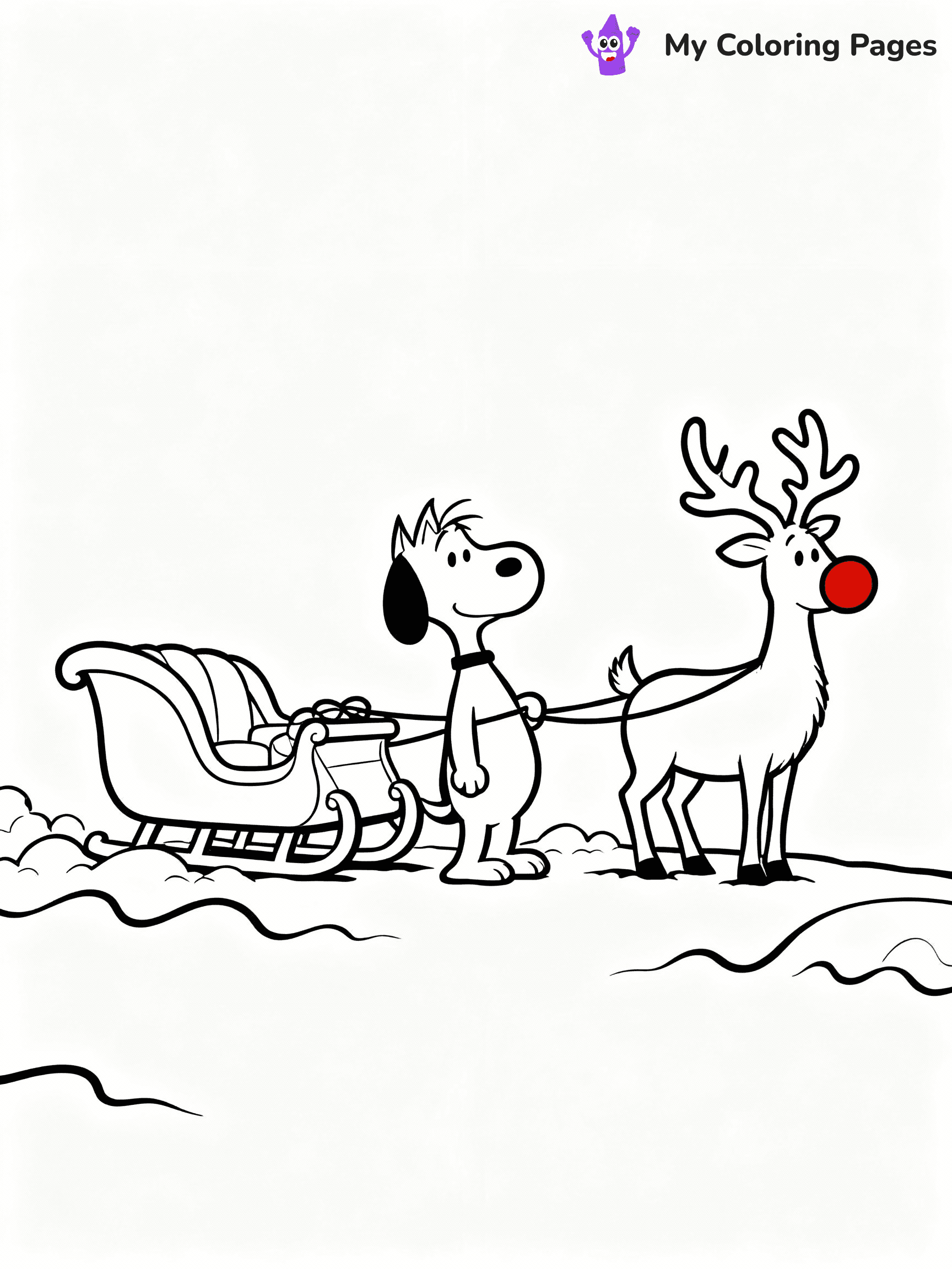 ⚠️ CRITICAL REQUIREMENT - ABSOLUTE BLACK AND WHITE ONLY ⚠️
This MUST be a BLACK AND WHITE line drawing ONLY. NO COLORS whatsoever.
- ONLY pure black lines (#000000) on pure white background (#FFFFFF)
- ABSOLUTELY NO colors, NO shading, NO gradients, NO grayscale
- If there are ANY colors in the output, the image is REJECTED
- This is a COLORING PAGE - meant to be COLORED IN by children
- The output must be UNCOLORED line art ready for coloring
⚠️ SUBJECT TO DRAW: Max the dog from Dr. Seuss pulling a sleigh, reindeer nose painted red, snow drifts. Important: PURE OUTLINES. NO FILLS, COLOR, SHADING, OR GREYSCALE. WHITE BACKGROUND.
(REMEMBER: Output must be BLACK AND WHITE line art only, NOT colored!)
# Flat, Friendly Cartoon Line-Art Coloring Page
You are generating a **pure black-and-white binary image** of a child-friendly cartoon scene combining characters and background scenery in one cohesive composition.
## Rendering Rules (Strict)
- Only two colors: pure black (#000000) outlines and pure white (#FFFFFF) background.
- No grayscale, shading, gradients, tints, fills, transparency, or partial pixels.
- No antialiasing or blended edges; every pixel is 100% black or white.
- No solid black fills inside shapes — all areas inside outlines must remain white.
- No dark clothing areas or filled tone blocks; all garments outlined only.
- No shadows, textures, lighting, or tonal variations.
- Must look like flat binary vector line-art for coloring pages.
## Drawing & Composition
- **Medium, consistent line weight**; clean closed outlines easy to color inside.
- **Flat, simple, child-friendly design** — no realism or 3D depth.
- Characters are **grounded on a surface**, centered and large.
- **Balanced composition** with clear silhouettes and minimal props.
## Scenery & Style
- Landmarks (e.g., mosque, CN Tower) and scenery (trees, benches, waves) drawn with **black outlines only.**
- For real-world figures, teams, or places, show accurate details using only black outlines—no text or logos. Use distinctive uniform patterns, abstract symbols, and landmark silhouettes to convey identity.
- Keep **consistent perspective**; no floating elements.
- **Style:** whimsical **Doodle Art Alley** — rounded, friendly outlines.
- May adapt shapes from **Crayola, Disney, Peppa Pig, Cocomelon** — *by shape only, never color.*
- Final output: **flat, crisp, binary (#000000/#FFFFFF)**, **no filled color or background text.**
EXTREMELYE IMPORTANT:
- PURE BINARY LINE-ART; NO FILLS (HAIR/CLOTHES/SKIN), SHADING, OR GREY.
- NO SHADING, COLOR. MUST BE WHITE BACKGROUND.
⚠️ FINAL REMINDER: Draw the subject "Max the dog from Dr. Seuss pulling a sleigh, reindeer nose painted red, snow drifts. Important: PURE OUTLINES. NO FILLS, COLOR, SHADING, OR GREYSCALE. WHITE BACKGROUND." as BLACK AND WHITE line art. Zero colors in output.