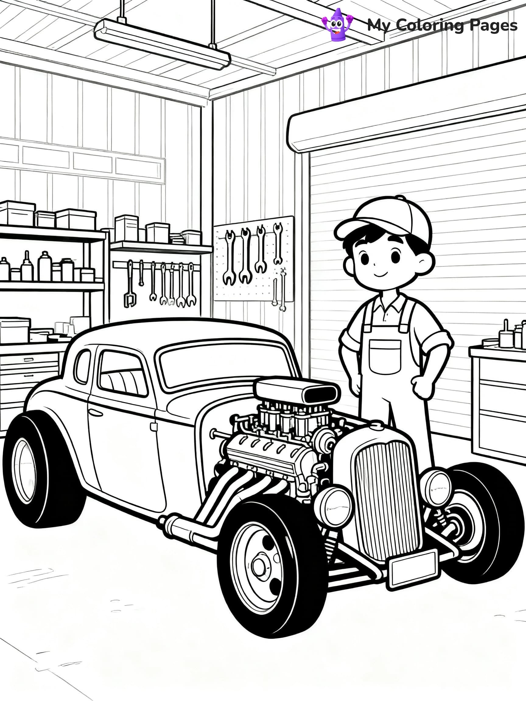 Hot Rod Muscle Car Coloring Pages - 21