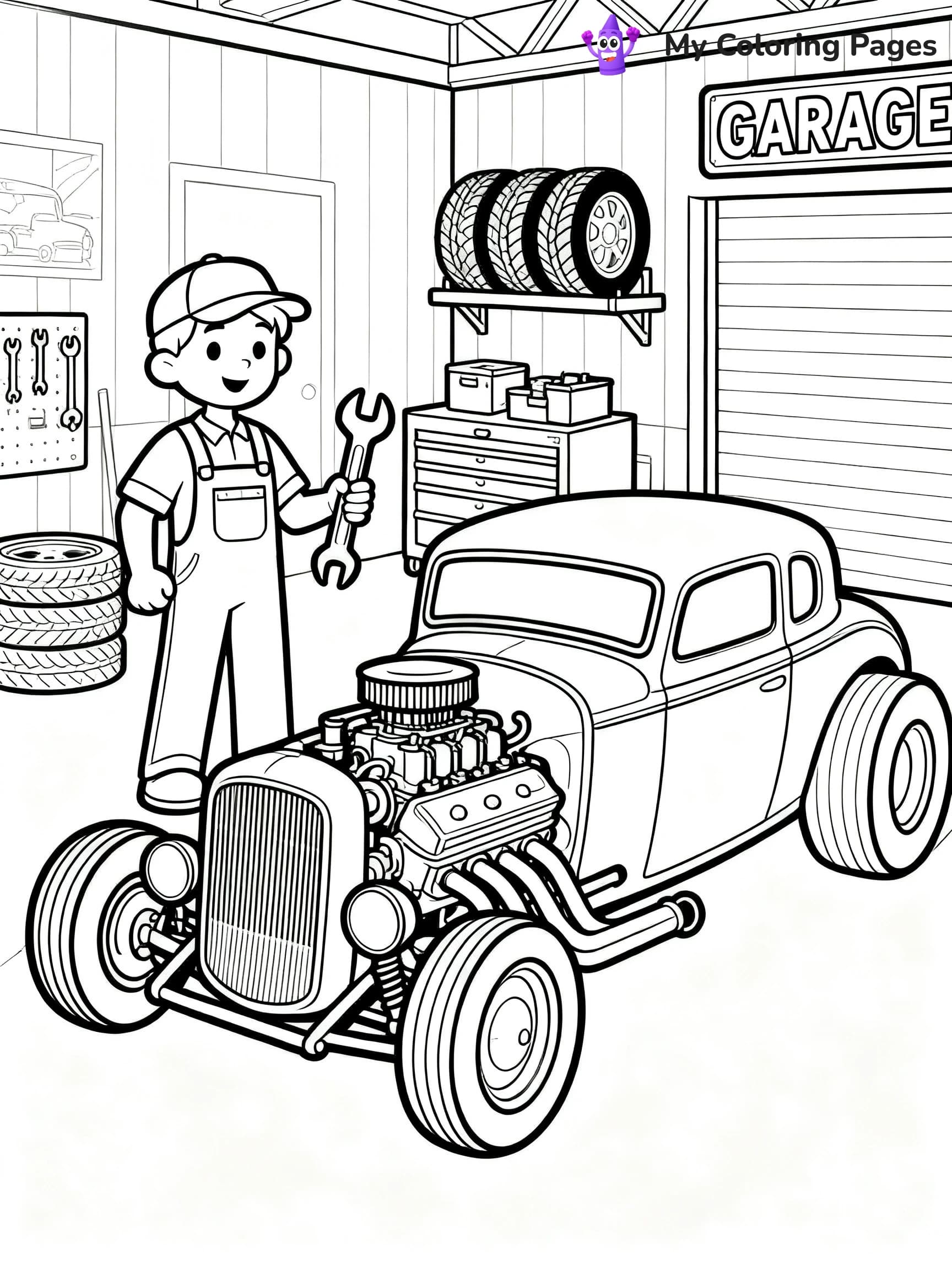 Hot Rod Muscle Car Coloring Pages - 19