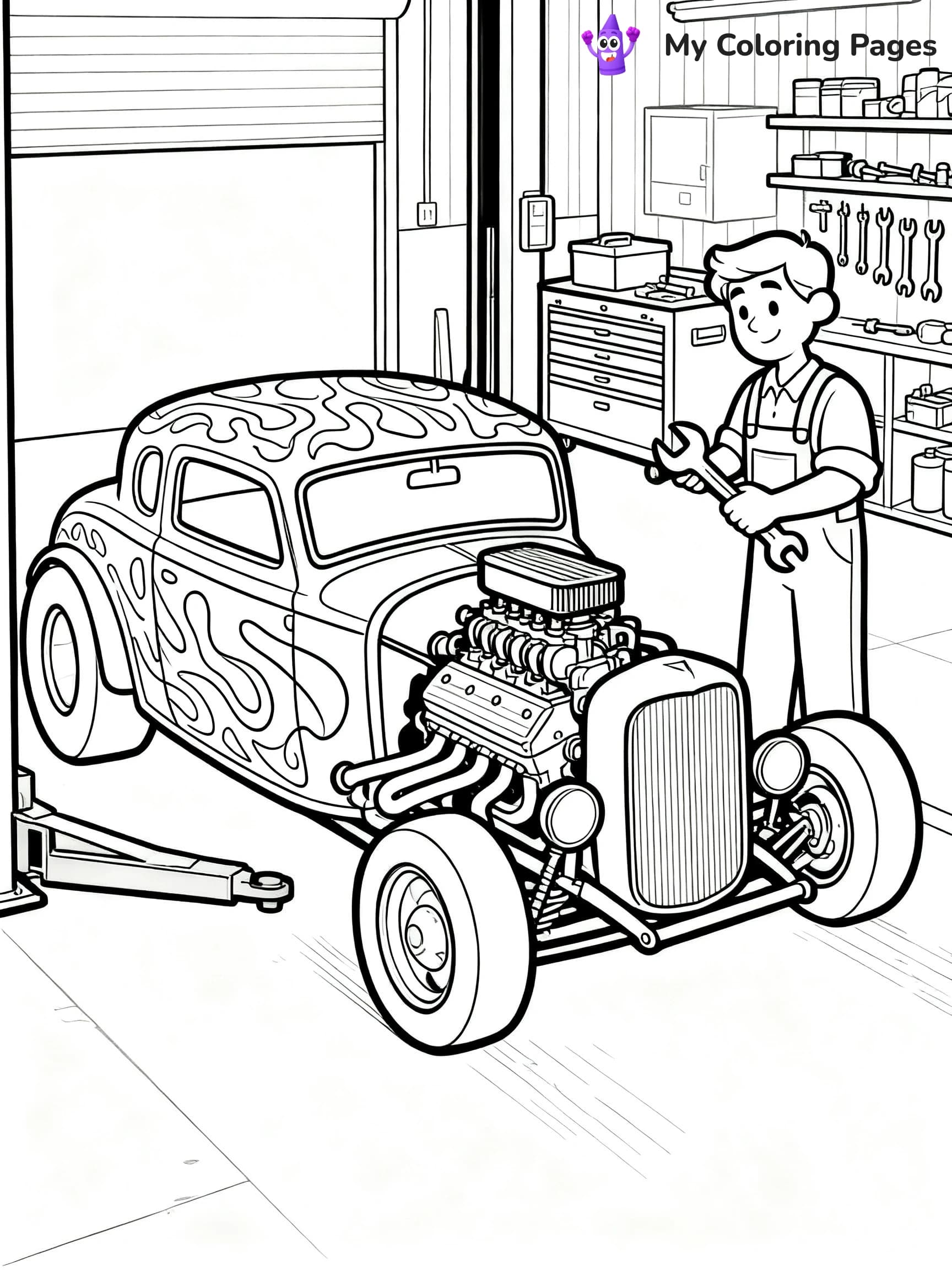 Hot Rod Muscle Car Coloring Pages - 18
