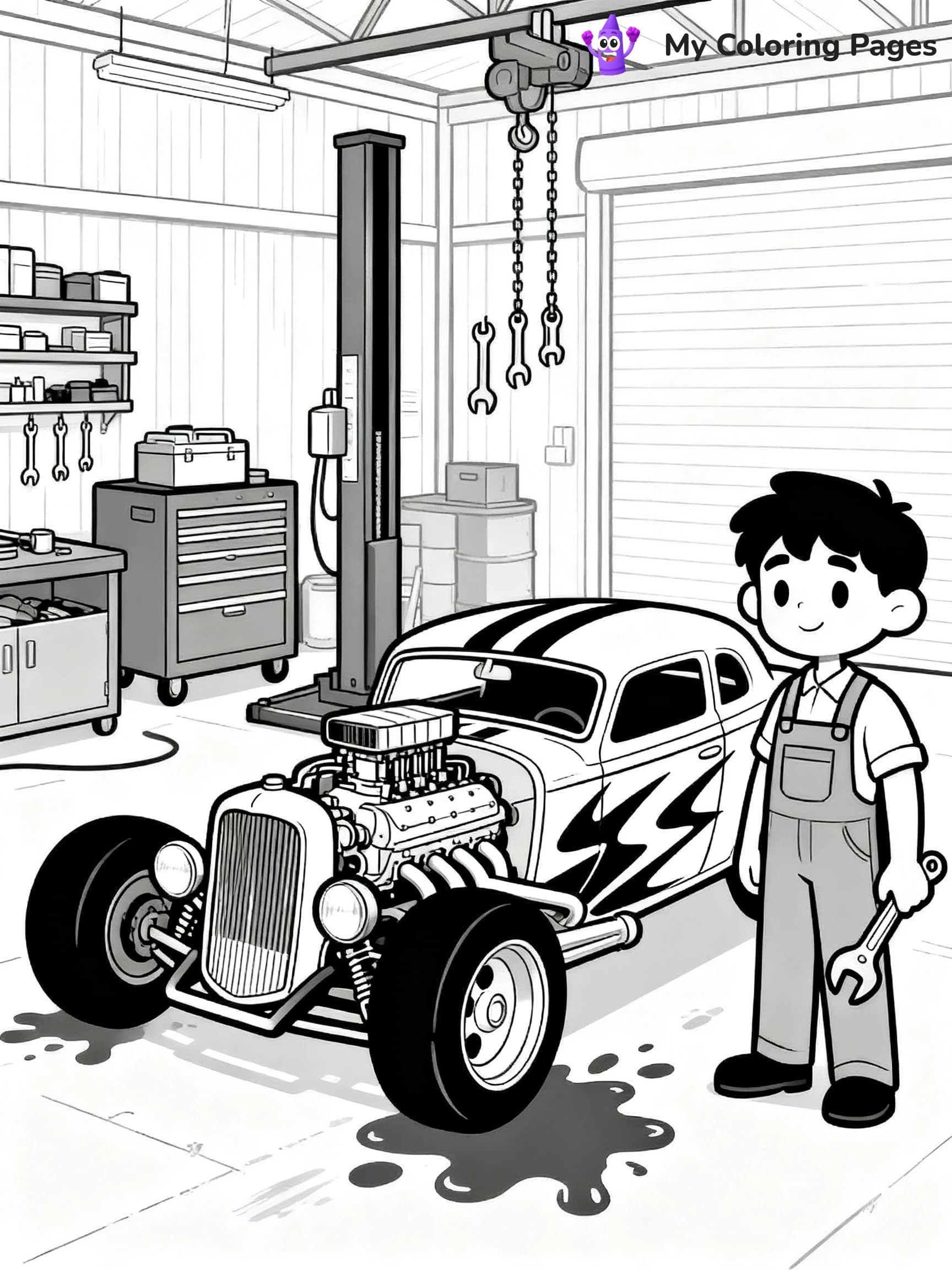 Hot Rod Muscle Car Coloring Pages - 17