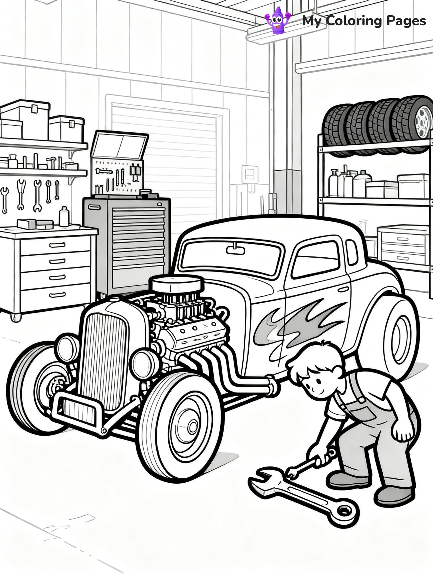 Hot Rod Muscle Car Coloring Pages - 16