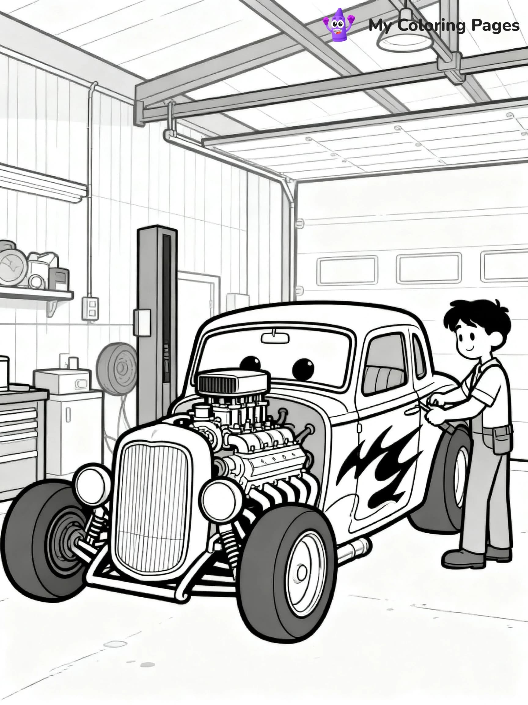 Hot Rod Muscle Car Coloring Pages - 15