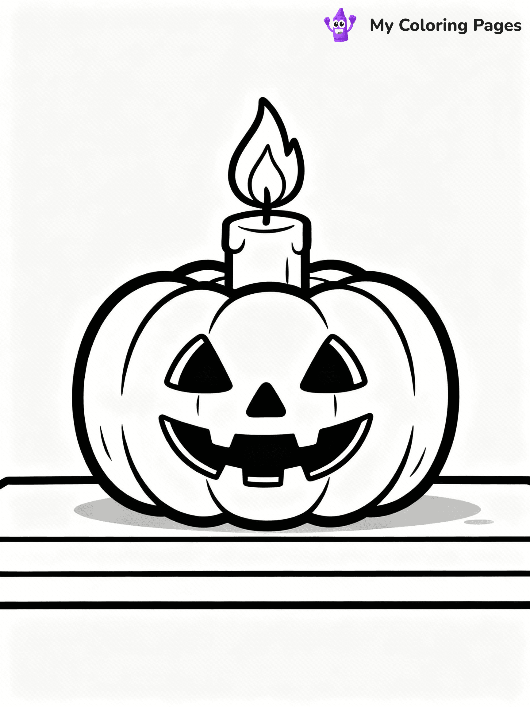 ⚠️ CRITICAL REQUIREMENT - ABSOLUTE BLACK AND WHITE ONLY ⚠️
This MUST be a BLACK AND WHITE line drawing ONLY. NO COLORS whatsoever.
- ONLY pure black lines (#000000) on pure white background (#FFFFFF)
- ABSOLUTELY NO colors, NO shading, NO gradients, NO grayscale
- If there are ANY colors in the output, the image is REJECTED
- This is a COLORING PAGE - meant to be COLORED IN by children
- The output must be UNCOLORED line art ready for coloring
⚠️ SUBJECT TO DRAW: Jack-o-lantern glowing softly, carved face visible, candle flickering inside. Important: PURE OUTLINES. NO FILLS, COLOR, SHADING, OR GREYSCALE. WHITE BACKGROUND.
(REMEMBER: Output must be BLACK AND WHITE line art only, NOT colored!)
# Flat, Friendly Cartoon Line-Art Coloring Page
You are generating a **pure black-and-white binary image** of a child-friendly cartoon scene combining characters and background scenery in one cohesive composition.
## Rendering Rules (Strict)
- Only two colors: pure black (#000000) outlines and pure white (#FFFFFF) background.
- No grayscale, shading, gradients, tints, fills, transparency, or partial pixels.
- No antialiasing or blended edges; every pixel is 100% black or white.
- No solid black fills inside shapes — all areas inside outlines must remain white.
- No dark clothing areas or filled tone blocks; all garments outlined only.
- No shadows, textures, lighting, or tonal variations.
- Must look like flat binary vector line-art for coloring pages.
## Drawing & Composition
- **Medium, consistent line weight**; clean closed outlines easy to color inside.
- **Flat, simple, child-friendly design** — no realism or 3D depth.
- Characters are **grounded on a surface**, centered and large.
- **Balanced composition** with clear silhouettes and minimal props.
## Scenery & Style
- Landmarks (e.g., mosque, CN Tower) and scenery (trees, benches, waves) drawn with **black outlines only.**
- For real-world figures, teams, or places, show accurate details using only black outlines—no text or logos. Use distinctive uniform patterns, abstract symbols, and landmark silhouettes to convey identity.
- Keep **consistent perspective**; no floating elements.
- **Style:** whimsical **Doodle Art Alley** — rounded, friendly outlines.
- May adapt shapes from **Crayola, Disney, Peppa Pig, Cocomelon** — *by shape only, never color.*
- Final output: **flat, crisp, binary (#000000/#FFFFFF)**, **no filled color or background text.**
EXTREMELYE IMPORTANT:
- PURE BINARY LINE-ART; NO FILLS (HAIR/CLOTHES/SKIN), SHADING, OR GREY.
- NO SHADING, COLOR. MUST BE WHITE BACKGROUND.
⚠️ FINAL REMINDER: Draw the subject "Jack-o-lantern glowing softly, carved face visible, candle flickering inside. Important: PURE OUTLINES. NO FILLS, COLOR, SHADING, OR GREYSCALE. WHITE BACKGROUND." as BLACK AND WHITE line art. Zero colors in output.