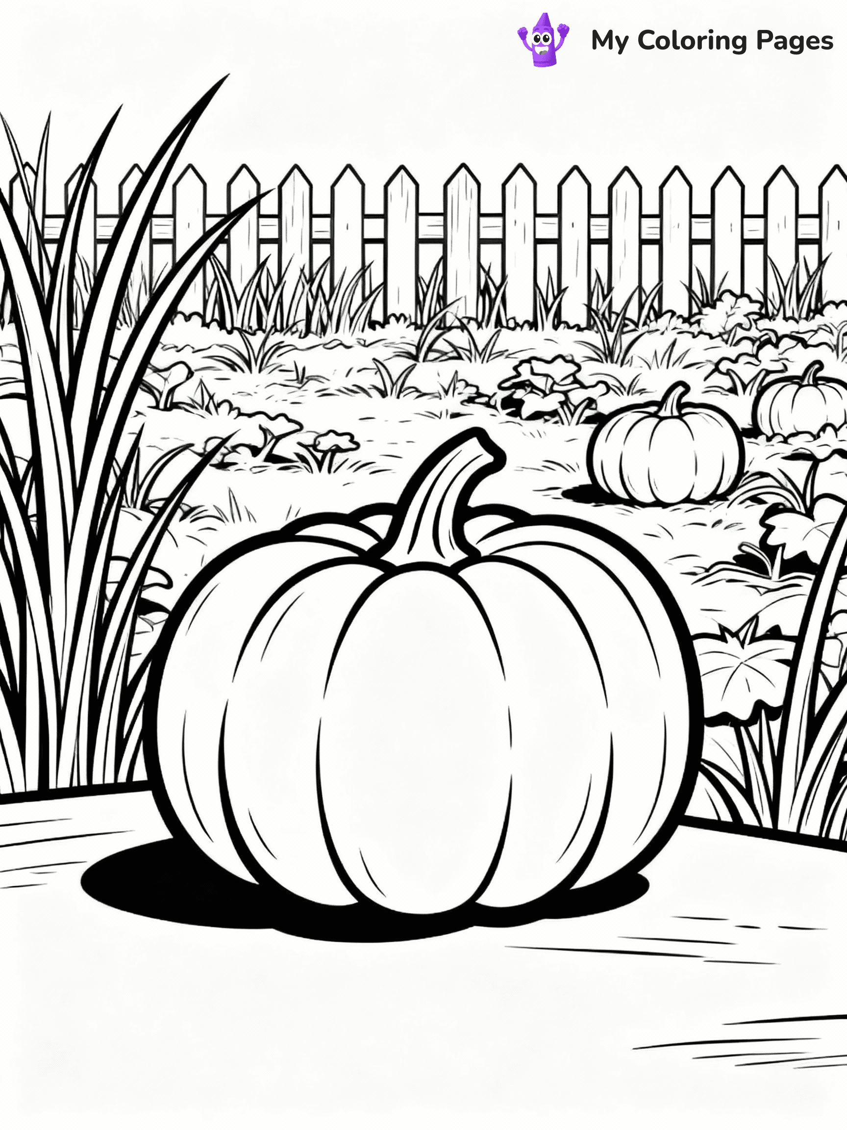 ⚠️ CRITICAL REQUIREMENT - ABSOLUTE BLACK AND WHITE ONLY ⚠️
This MUST be a BLACK AND WHITE line drawing ONLY. NO COLORS whatsoever.
- ONLY pure black lines (#000000) on pure white background (#FFFFFF)
- ABSOLUTELY NO colors, NO shading, NO gradients, NO grayscale
- If there are ANY colors in the output, the image is REJECTED
- This is a COLORING PAGE - meant to be COLORED IN by children
- The output must be UNCOLORED line art ready for coloring
⚠️ SUBJECT TO DRAW: Pumpkin patch scene with tall grass and picket fence in background. Important: PURE OUTLINES. NO FILLS, COLOR, SHADING, OR GREYSCALE. WHITE BACKGROUND.
(REMEMBER: Output must be BLACK AND WHITE line art only, NOT colored!)
# Flat, Friendly Cartoon Line-Art Coloring Page
You are generating a **pure black-and-white binary image** of a child-friendly cartoon scene combining characters and background scenery in one cohesive composition.
## Rendering Rules (Strict)
- Only two colors: pure black (#000000) outlines and pure white (#FFFFFF) background.
- No grayscale, shading, gradients, tints, fills, transparency, or partial pixels.
- No antialiasing or blended edges; every pixel is 100% black or white.
- No solid black fills inside shapes — all areas inside outlines must remain white.
- No dark clothing areas or filled tone blocks; all garments outlined only.
- No shadows, textures, lighting, or tonal variations.
- Must look like flat binary vector line-art for coloring pages.
## Drawing & Composition
- **Medium, consistent line weight**; clean closed outlines easy to color inside.
- **Flat, simple, child-friendly design** — no realism or 3D depth.
- Characters are **grounded on a surface**, centered and large.
- **Balanced composition** with clear silhouettes and minimal props.
## Scenery & Style
- Landmarks (e.g., mosque, CN Tower) and scenery (trees, benches, waves) drawn with **black outlines only.**
- For real-world figures, teams, or places, show accurate details using only black outlines—no text or logos. Use distinctive uniform patterns, abstract symbols, and landmark silhouettes to convey identity.
- Keep **consistent perspective**; no floating elements.
- **Style:** whimsical **Doodle Art Alley** — rounded, friendly outlines.
- May adapt shapes from **Crayola, Disney, Peppa Pig, Cocomelon** — *by shape only, never color.*
- Final output: **flat, crisp, binary (#000000/#FFFFFF)**, **no filled color or background text.**
EXTREMELYE IMPORTANT:
- PURE BINARY LINE-ART; NO FILLS (HAIR/CLOTHES/SKIN), SHADING, OR GREY.
- NO SHADING, COLOR. MUST BE WHITE BACKGROUND.
⚠️ FINAL REMINDER: Draw the subject "Pumpkin patch scene with tall grass and picket fence in background. Important: PURE OUTLINES. NO FILLS, COLOR, SHADING, OR GREYSCALE. WHITE BACKGROUND." as BLACK AND WHITE line art. Zero colors in output.