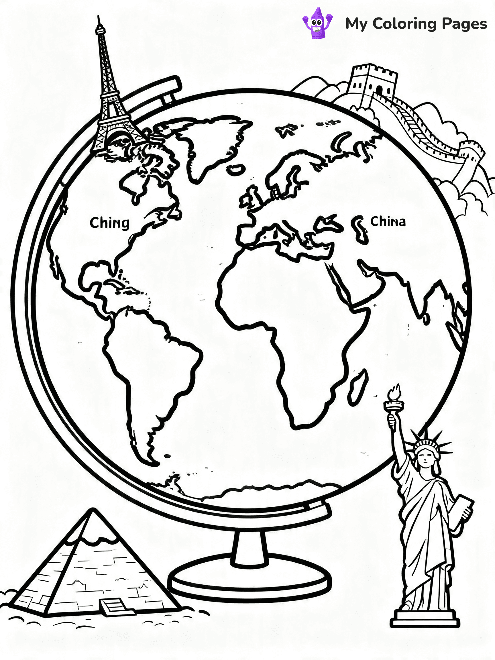World Map Coloring Pages With Countries Labeled - 17