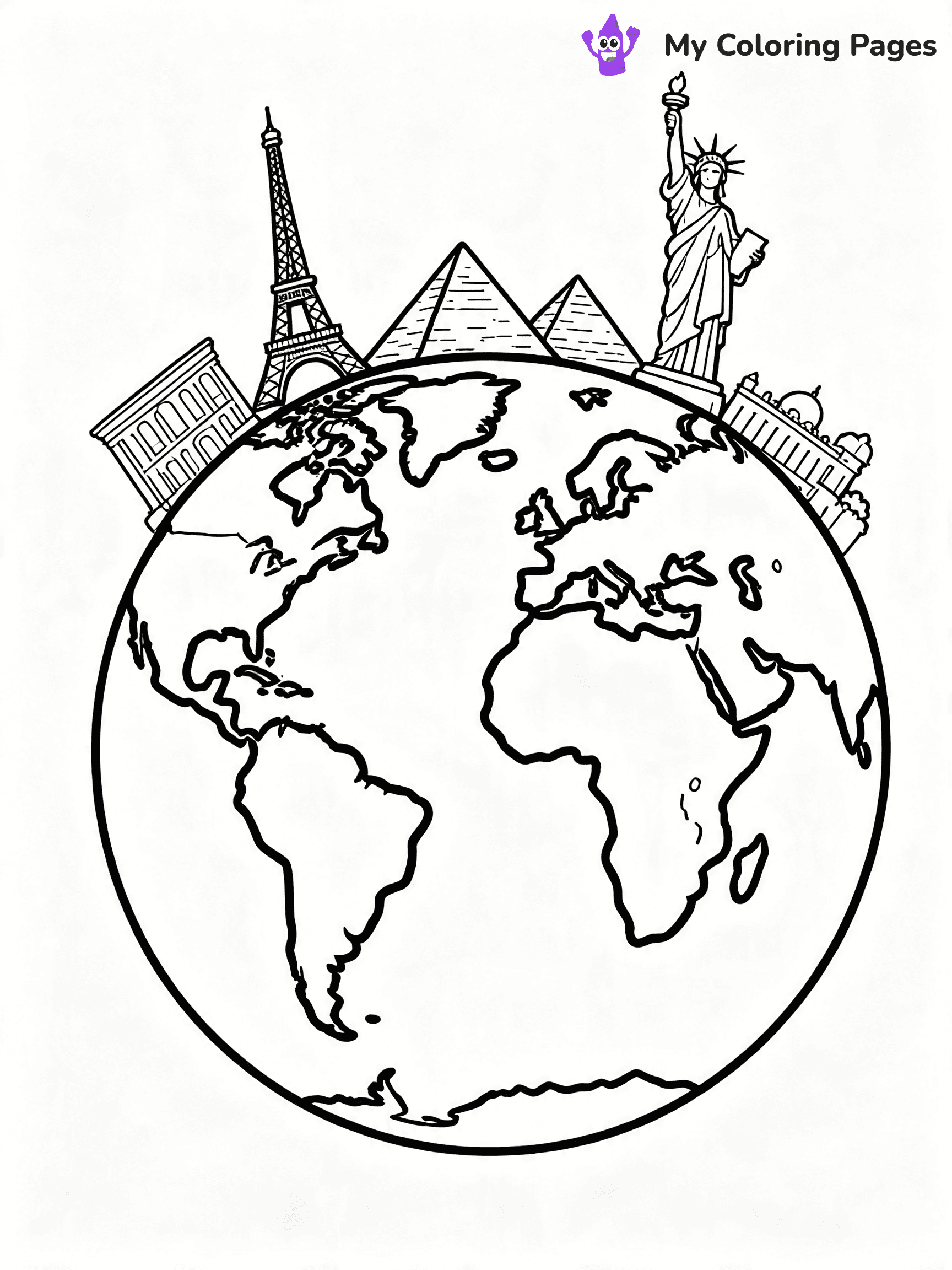 World Map Coloring Pages With Countries Labeled - 15