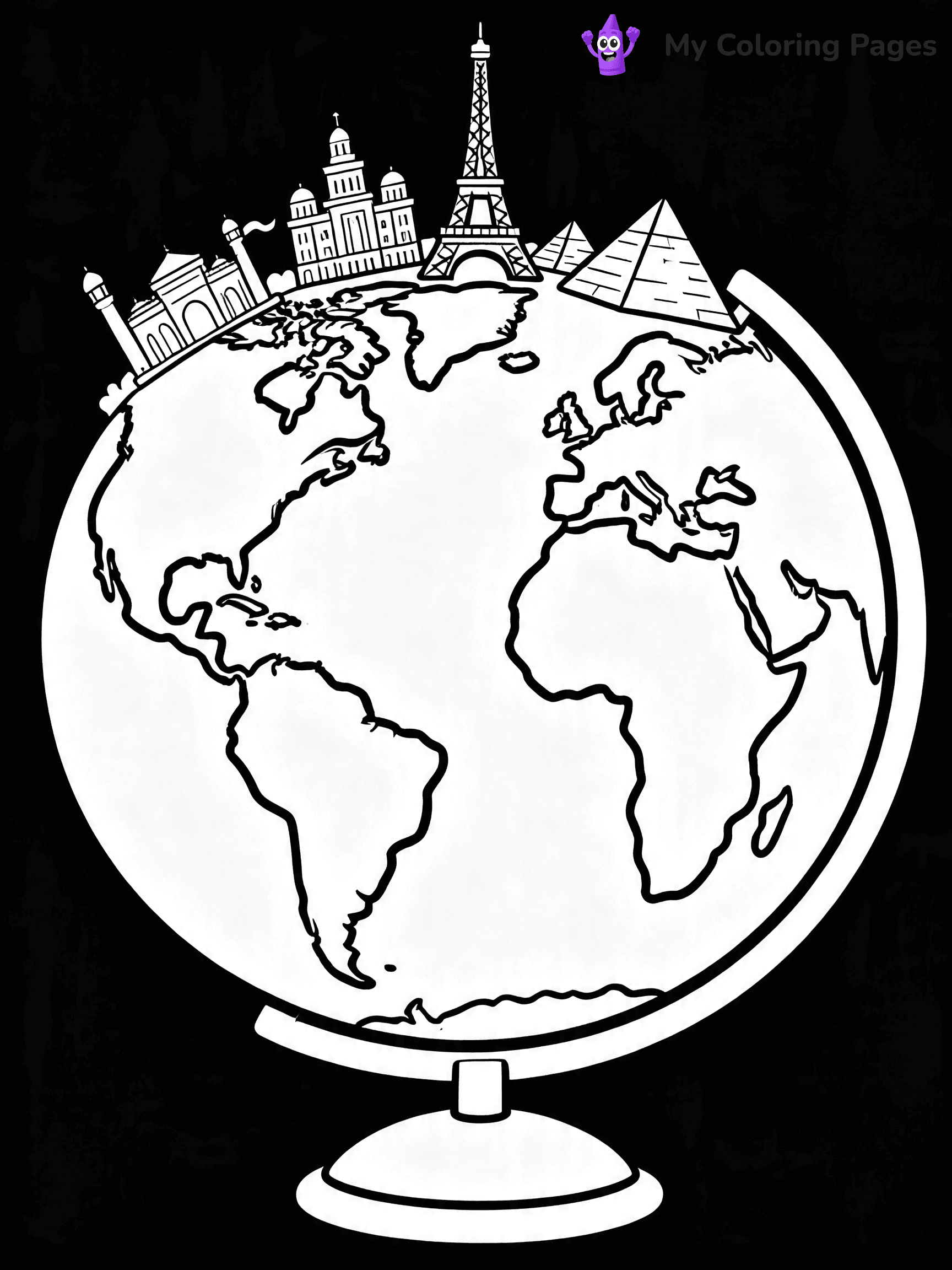 World Map Coloring Pages With Countries Labeled - 13