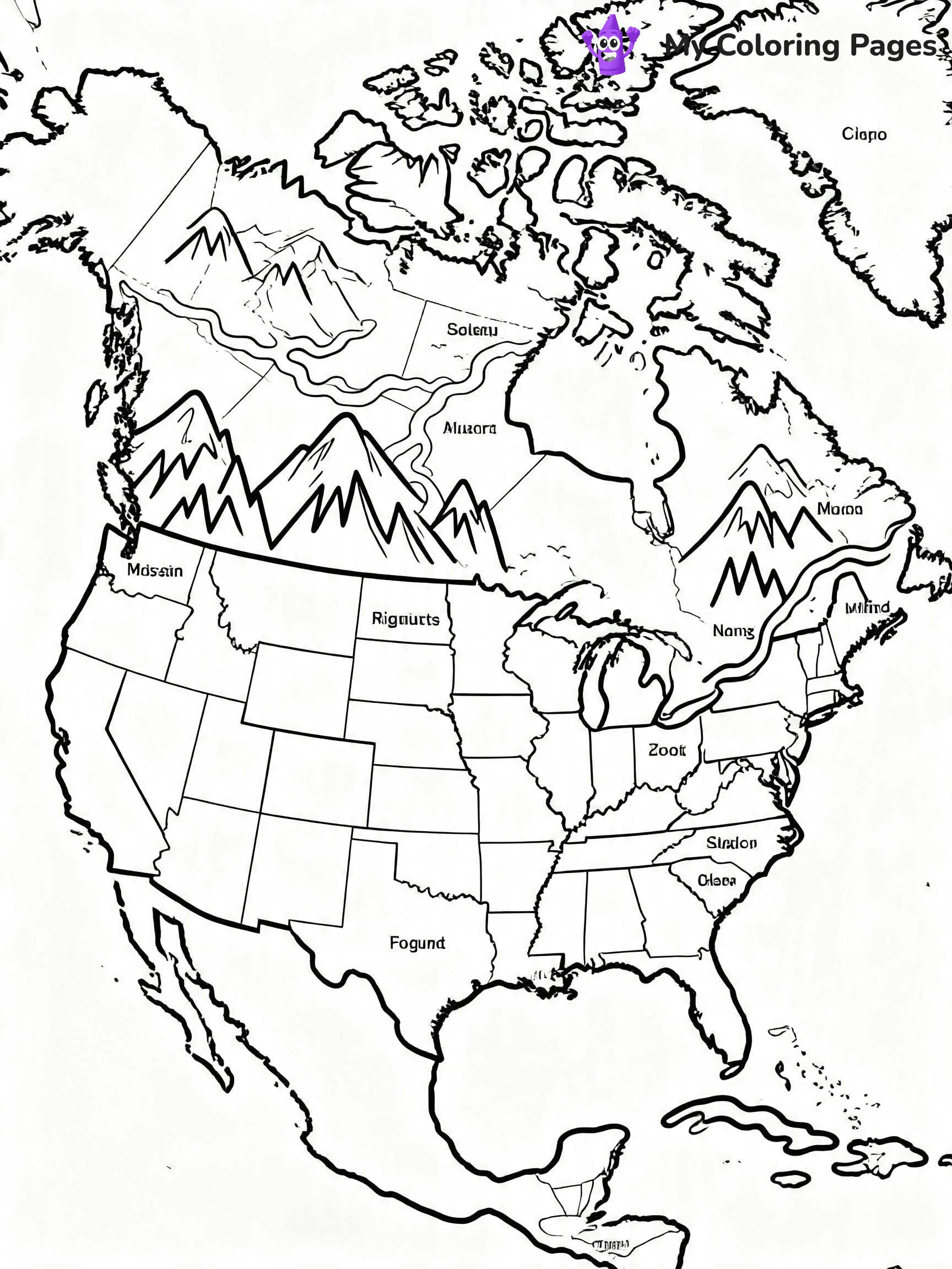 World Map Coloring Pages With Countries Labeled - 12