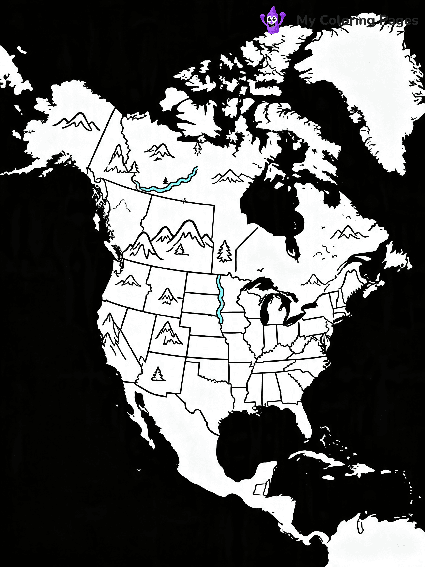 World Map Coloring Pages With Countries Labeled - 11