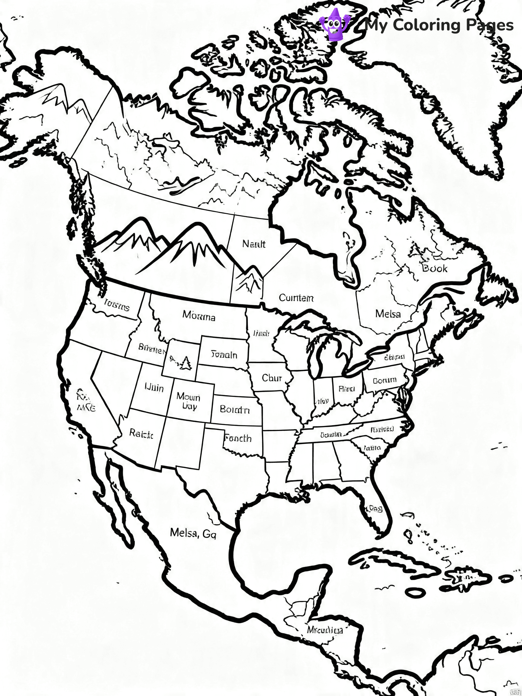 World Map Coloring Pages With Countries Labeled - 10