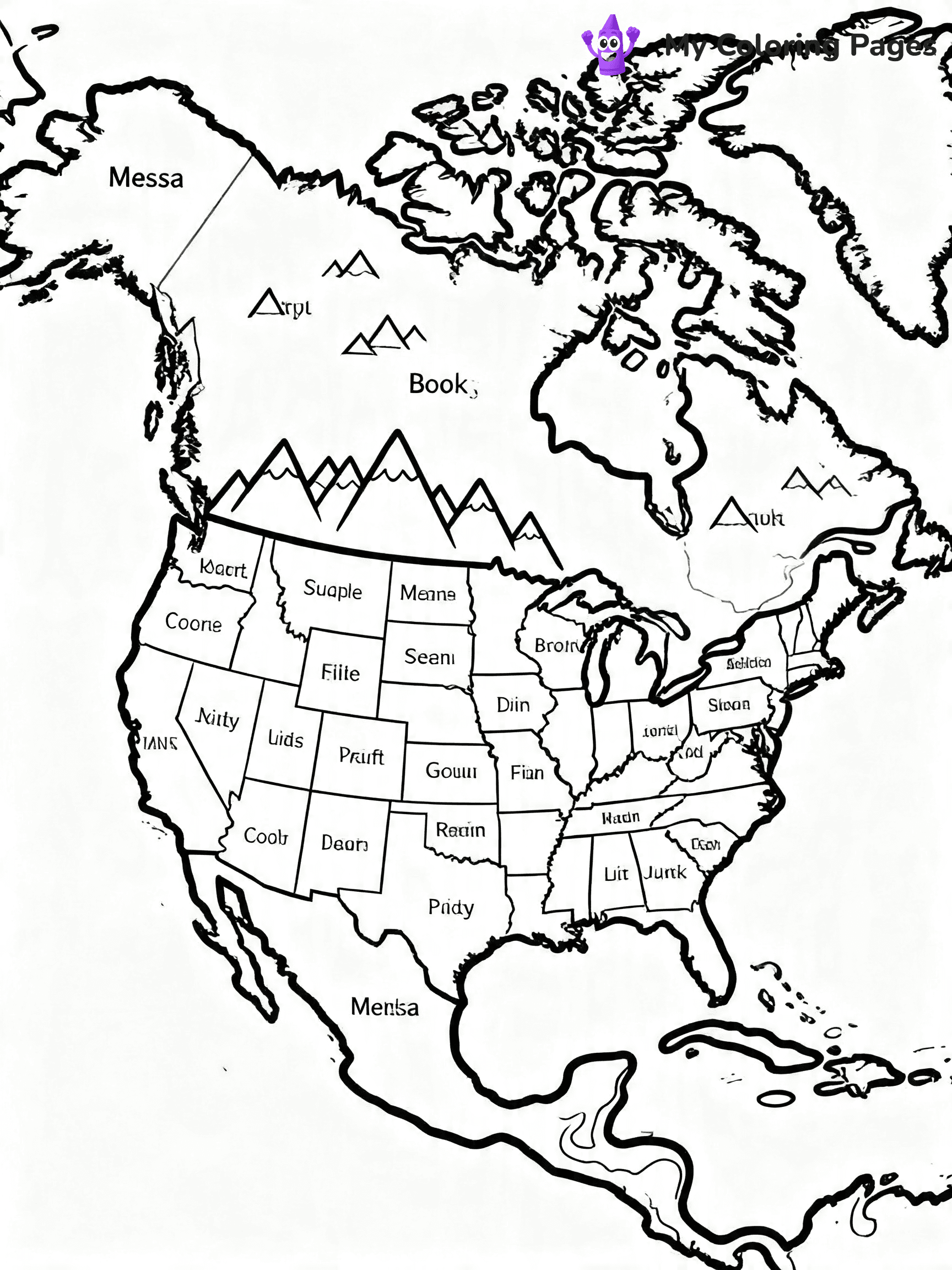 World Map Coloring Pages With Countries Labeled - 9