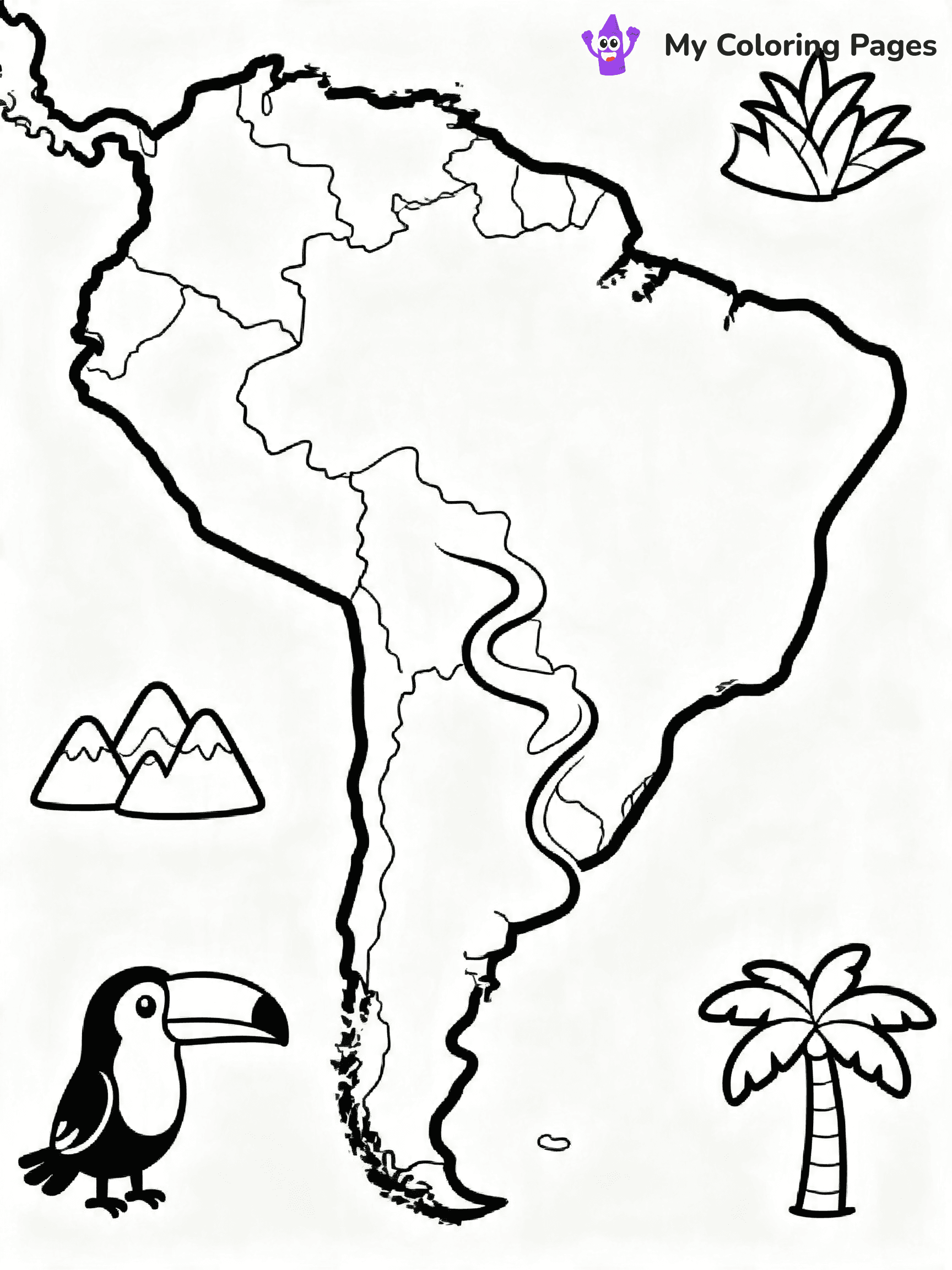 World Map Coloring Pages With Countries Labeled - 5